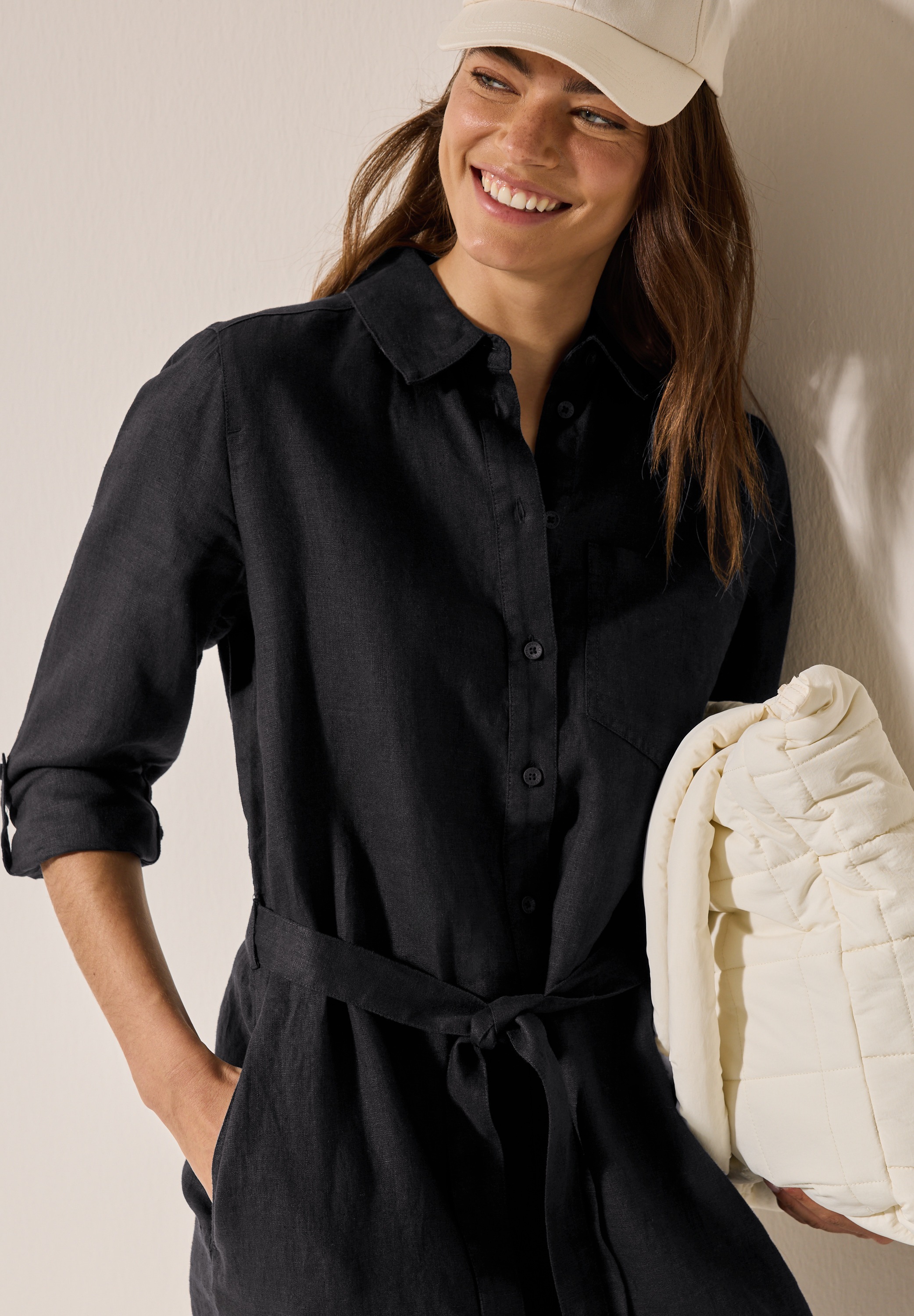 Cecil Blusenkleid Brusttasche in Unifarbe