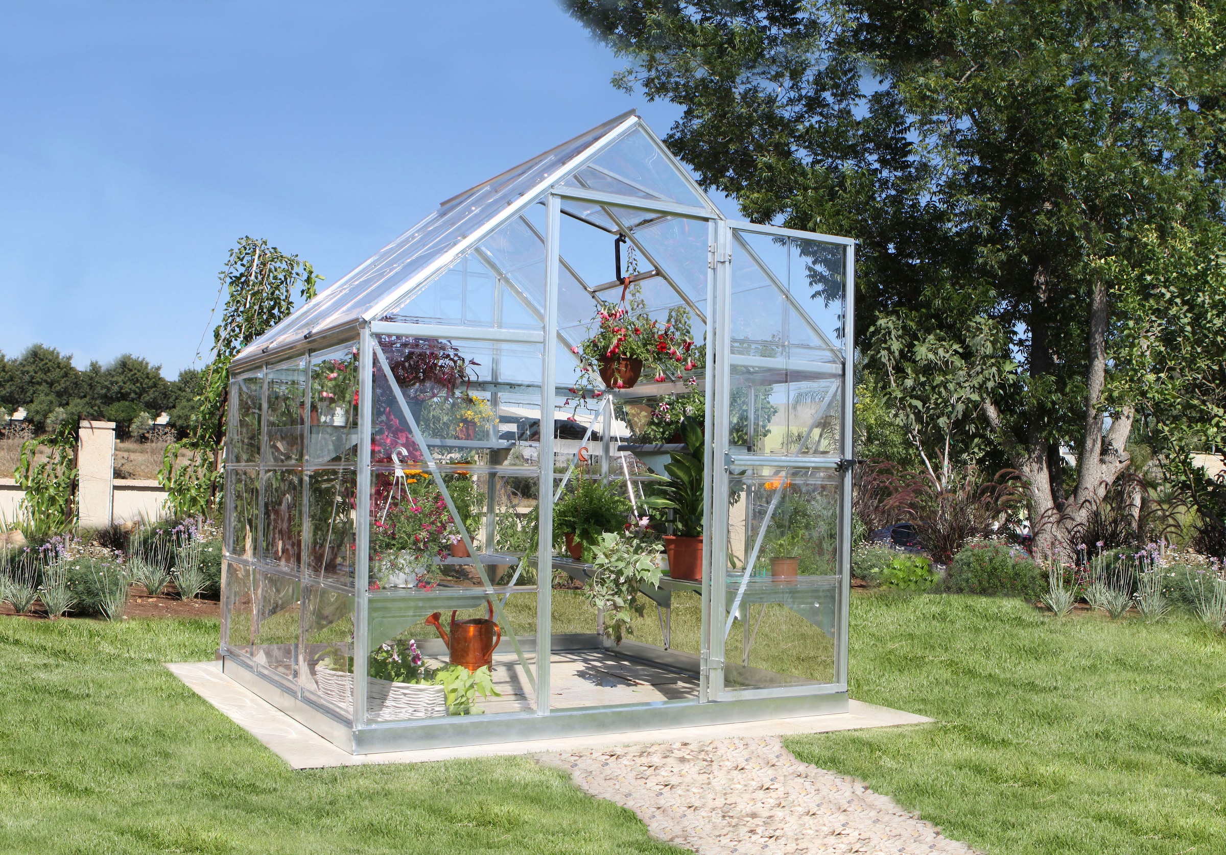 Palram - Canopia Gewächshaus »Harmony« inkl. Fundamentrahmen, mit klaren Polycarbonatplatten, silberfarben