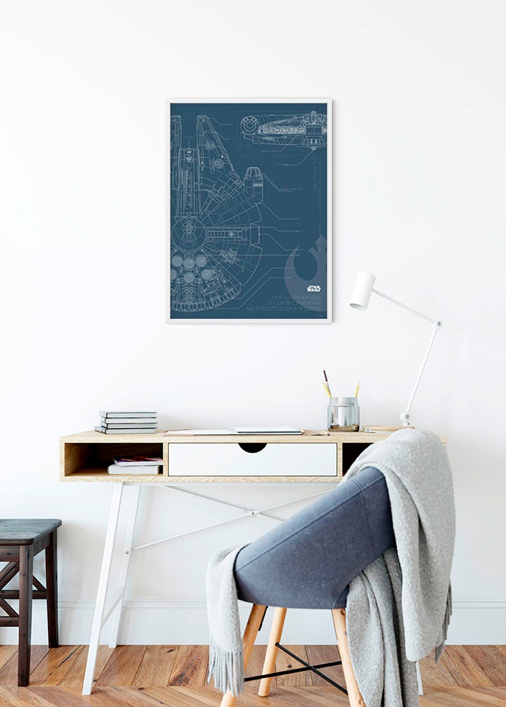 Komar Poster »Star Wars Blueprint Falcon«, Star Wars, (1 St.), Kinderzimmer, Schlafzimmer, Wohnzimmer