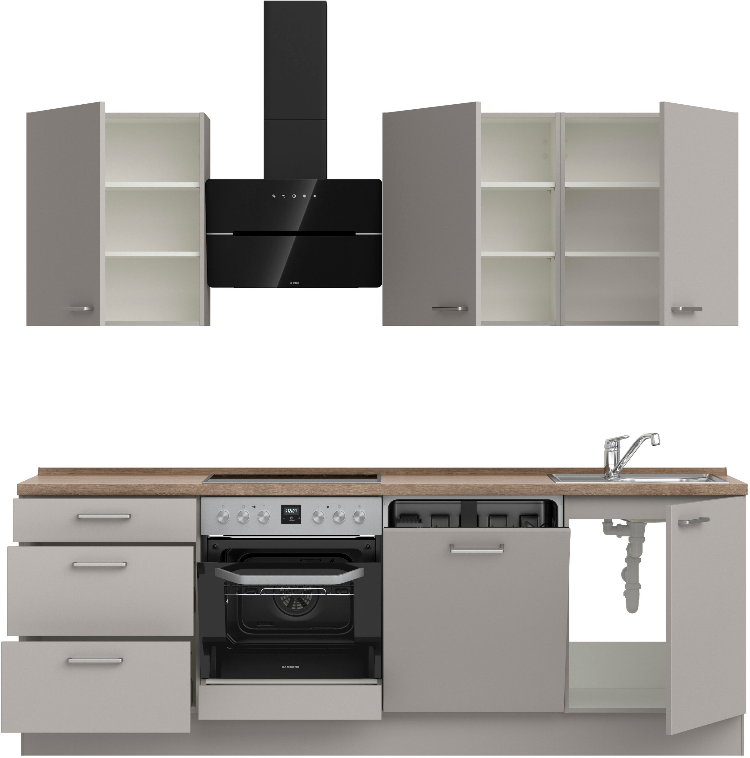 nobilia® Küchenzeile »"Touch II"«, vormontiert, Ausrichtung wählbar, Breite 240 cm, wahlw. mit E-Geräten