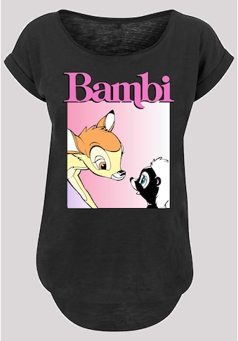Kurzarmshirt »Damen Bambi Nice To Meet You -BLK with Ladies Long Slub Tee«, (1 tlg.)