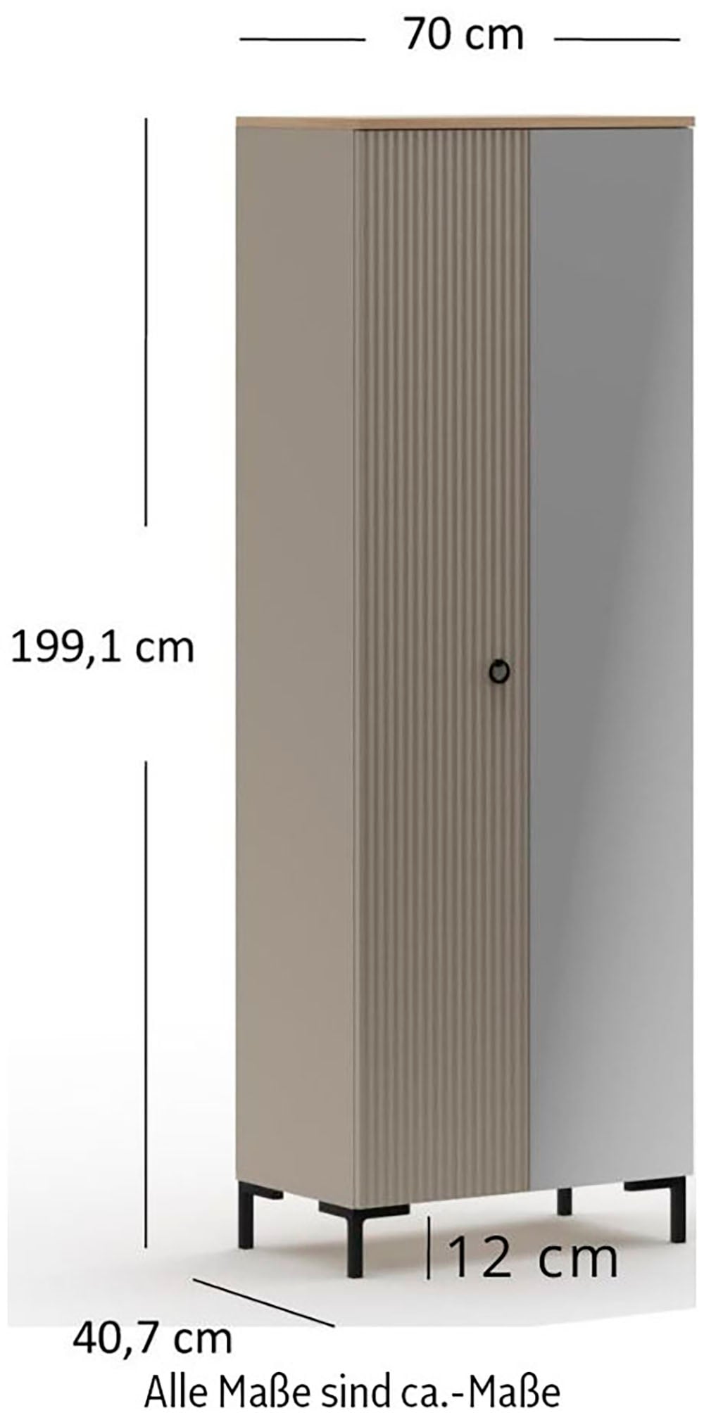 Home affaire Garderobenschrank »Luminara«, (1 St.), Kleiderschrank mit ausziehbarer Kleiderstange - (B/T/H) 70/41/199 cm