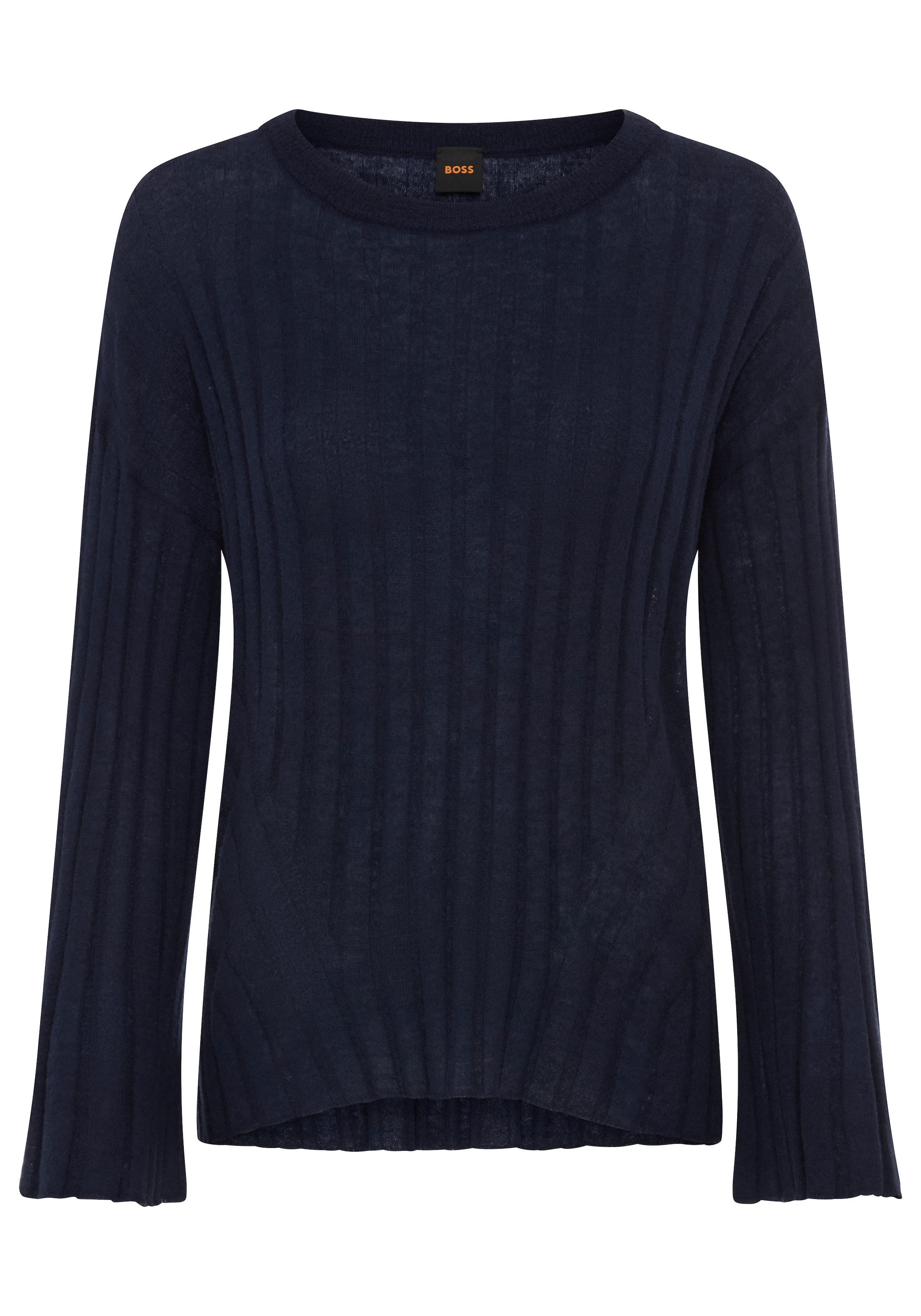 BOSS ORANGE Rundhalspullover »Fisurina Premium Damenmode« aus Woll-Mix in Rippstruktur