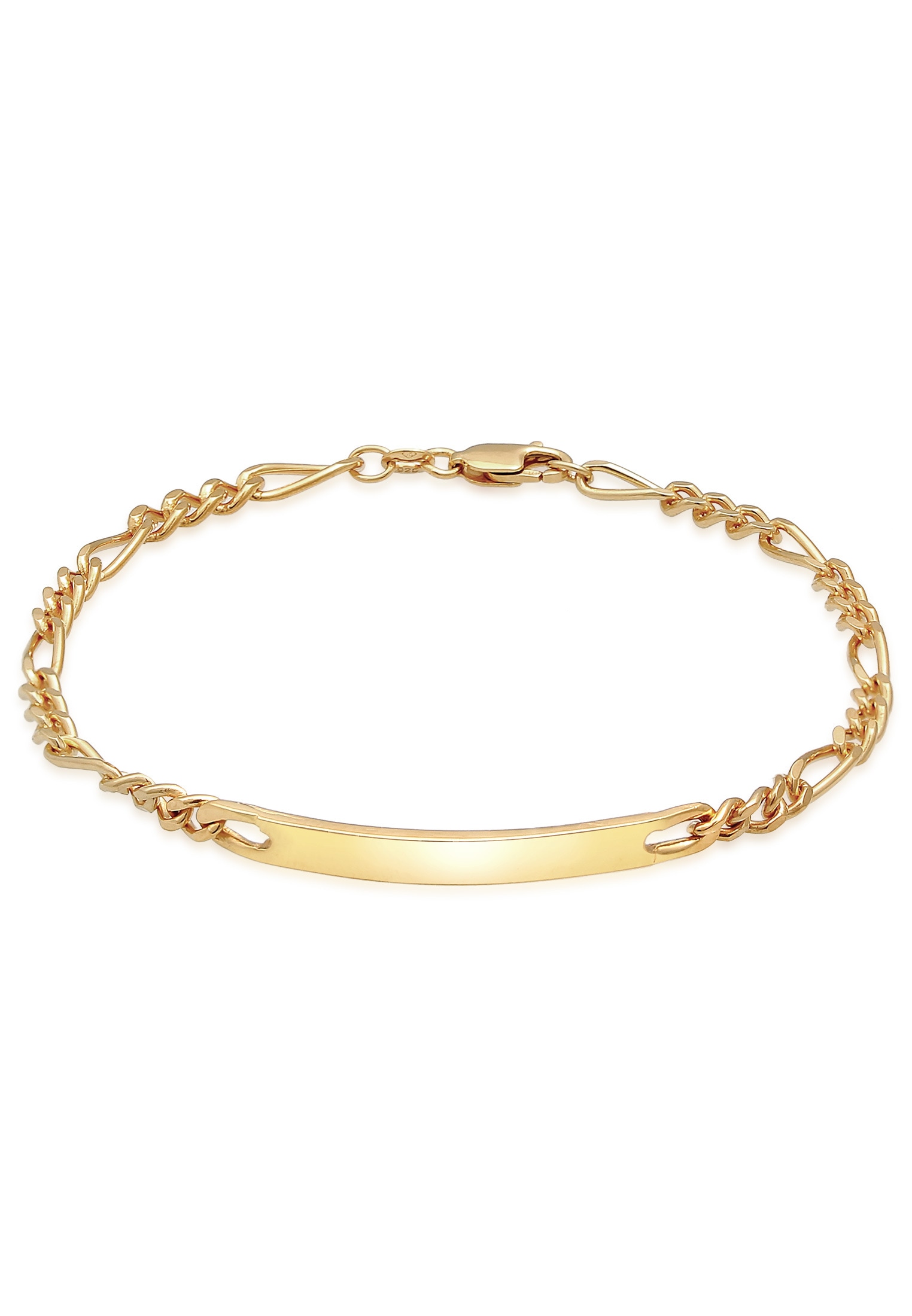 "Armkette KUZZOI ""Armband Herren ID Platte Figaro Klassisch 925 Silber"" Gr. 190, gold, Armbänder, Herren, 190, Silber 925 (Sterlingsilber)