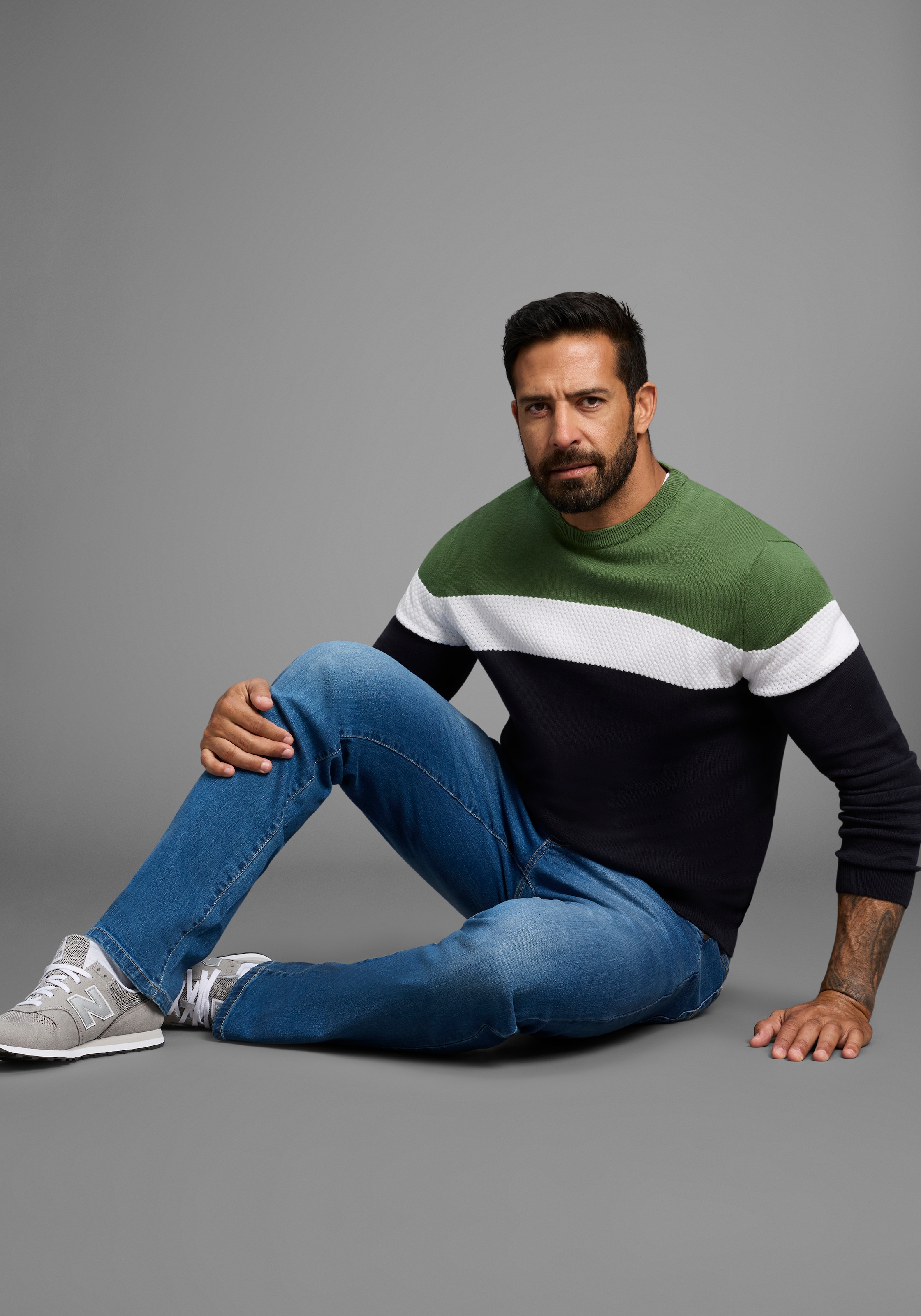 H.I.S Rundhalspullover »neue Farben!«, Colorblocking, in leichter Strickqualität