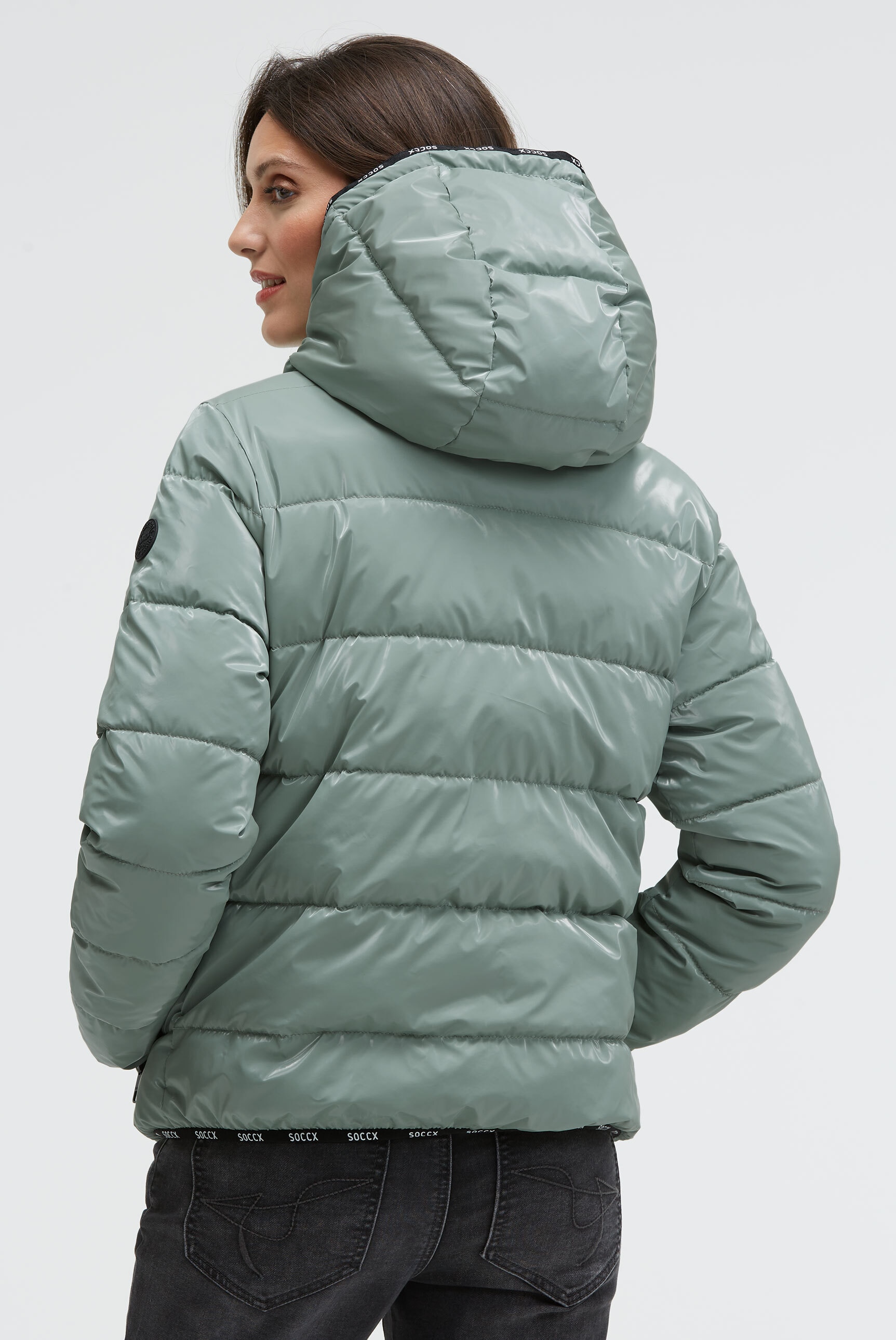 SOCCX Winterjacke, mit Kapuze, mit elastischem Saumabschluss
