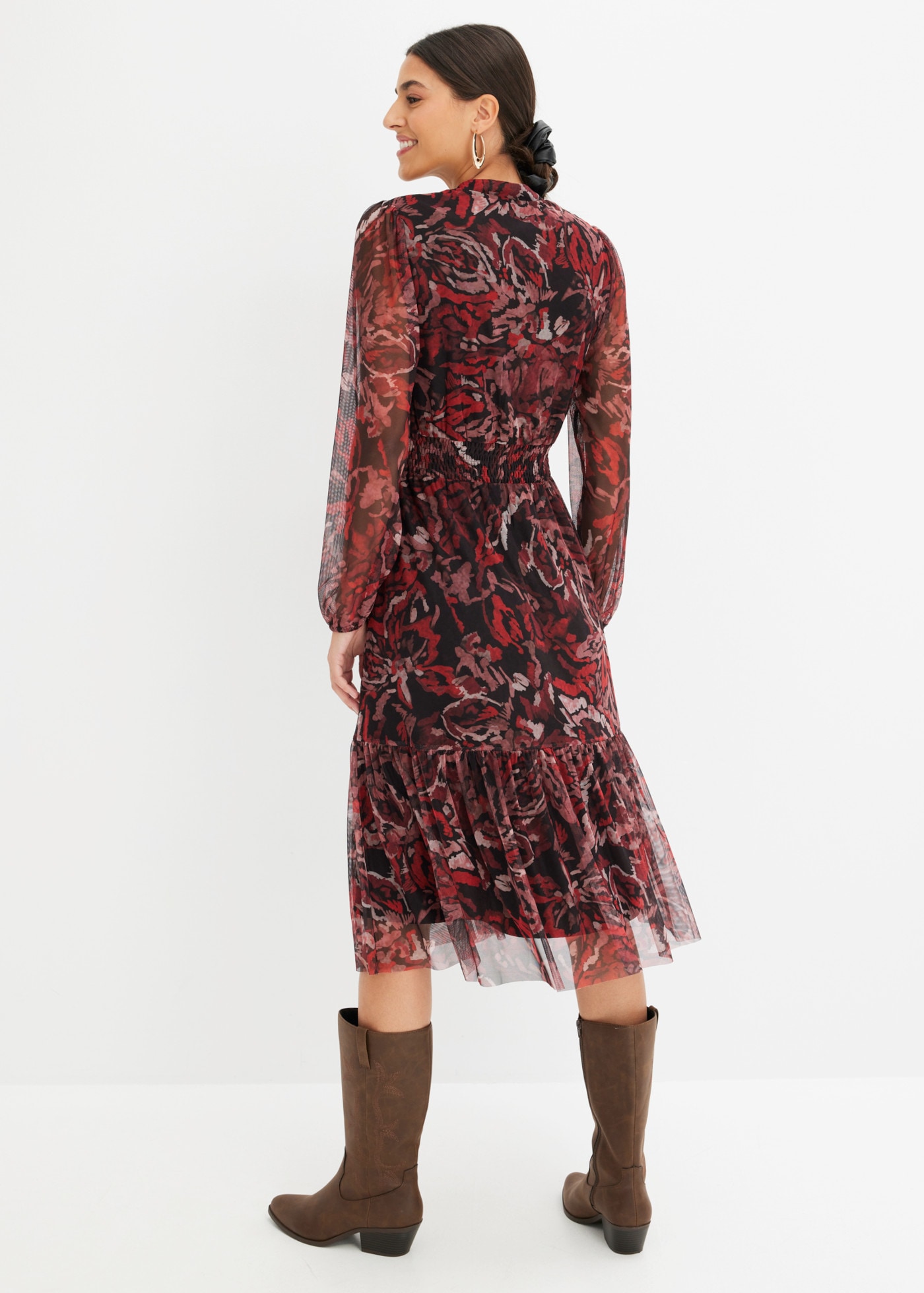 bonprix Midikleid mit Volants-Detail, ausgestellt, feminin