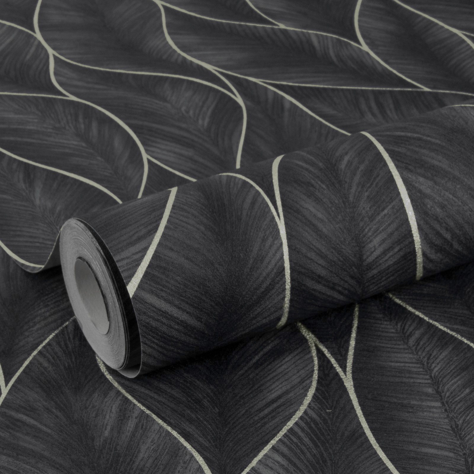 Thumbnail - WOW Vliestapete "Subtil Blätter Silber/Blau" botanisch geprägt FSC zertifiziert, mit lebhaftem Druck, 10 Meter Länge