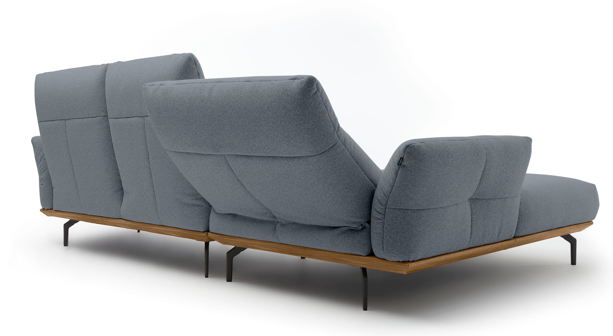 Creation BY ROLF BENZ Ecksofa »CR.460«, Sockel in Nussbaum, Winkelfüße in Umbragrau, Breite 298 cm