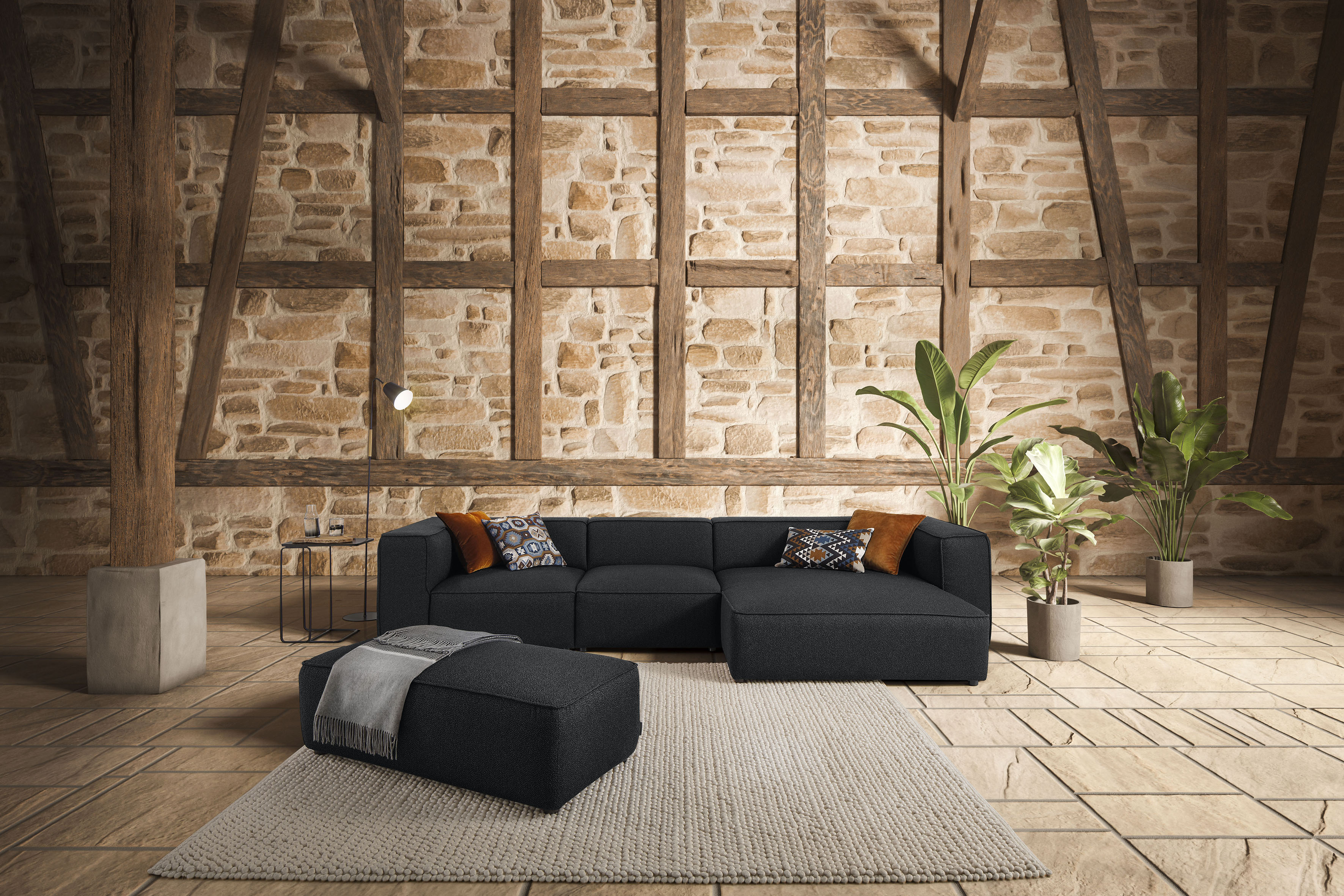 W.SCHILLIG Ecksofa "around-the-block Mega Sofa, viel Platz und hoher Sitzkomfort, L-Form" mit eleganter Biese, mit Federkern, Breite 341 cm