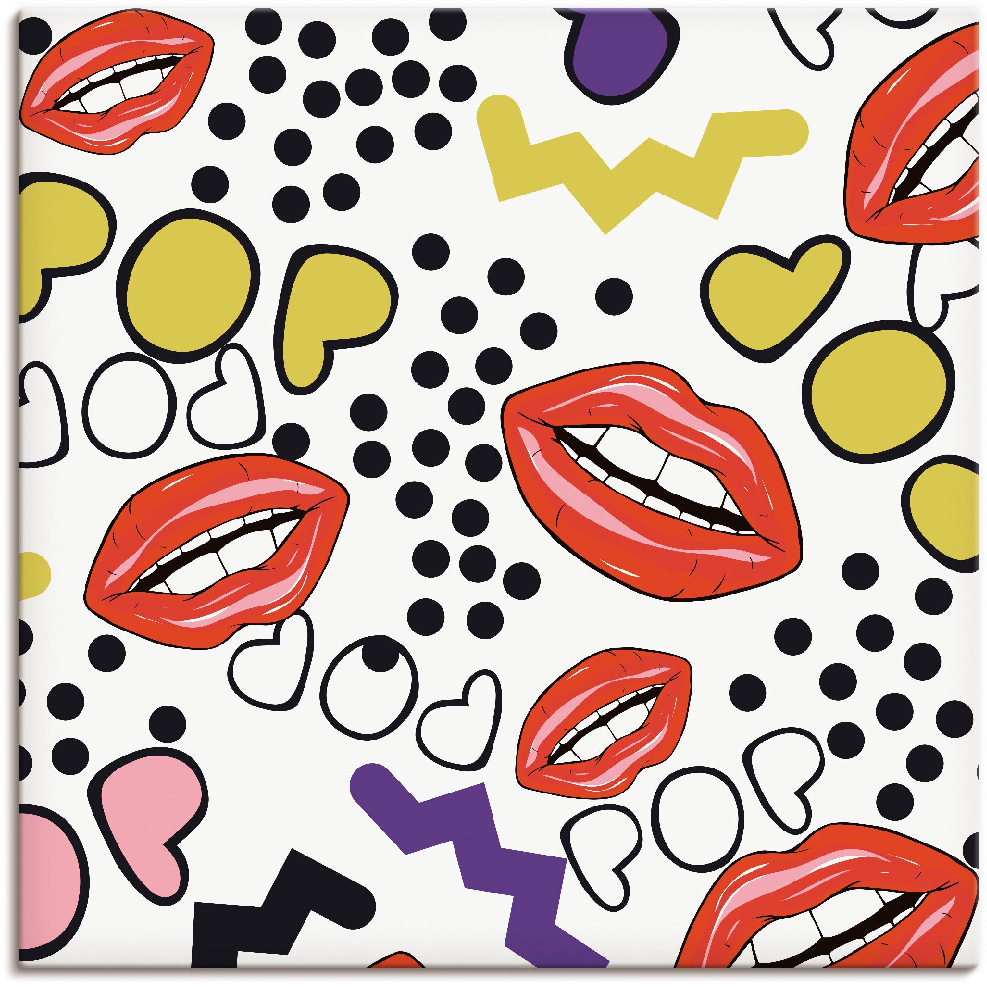 Artland Wandbild »Mund mit Pop-Art«, Muster, als Alubild, St.), Größen Wandaufkleber in oder BAUR versch. Leinwandbild, (1 bestellen Poster 