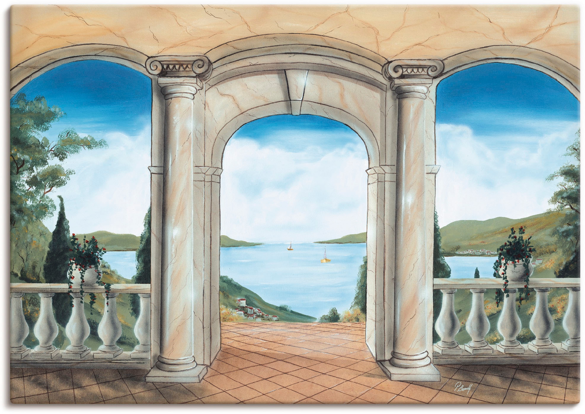 Artland Leinwandbild "griechische Terrasse" Europa 1 Stk. tlg. als Leinwand günstig online kaufen