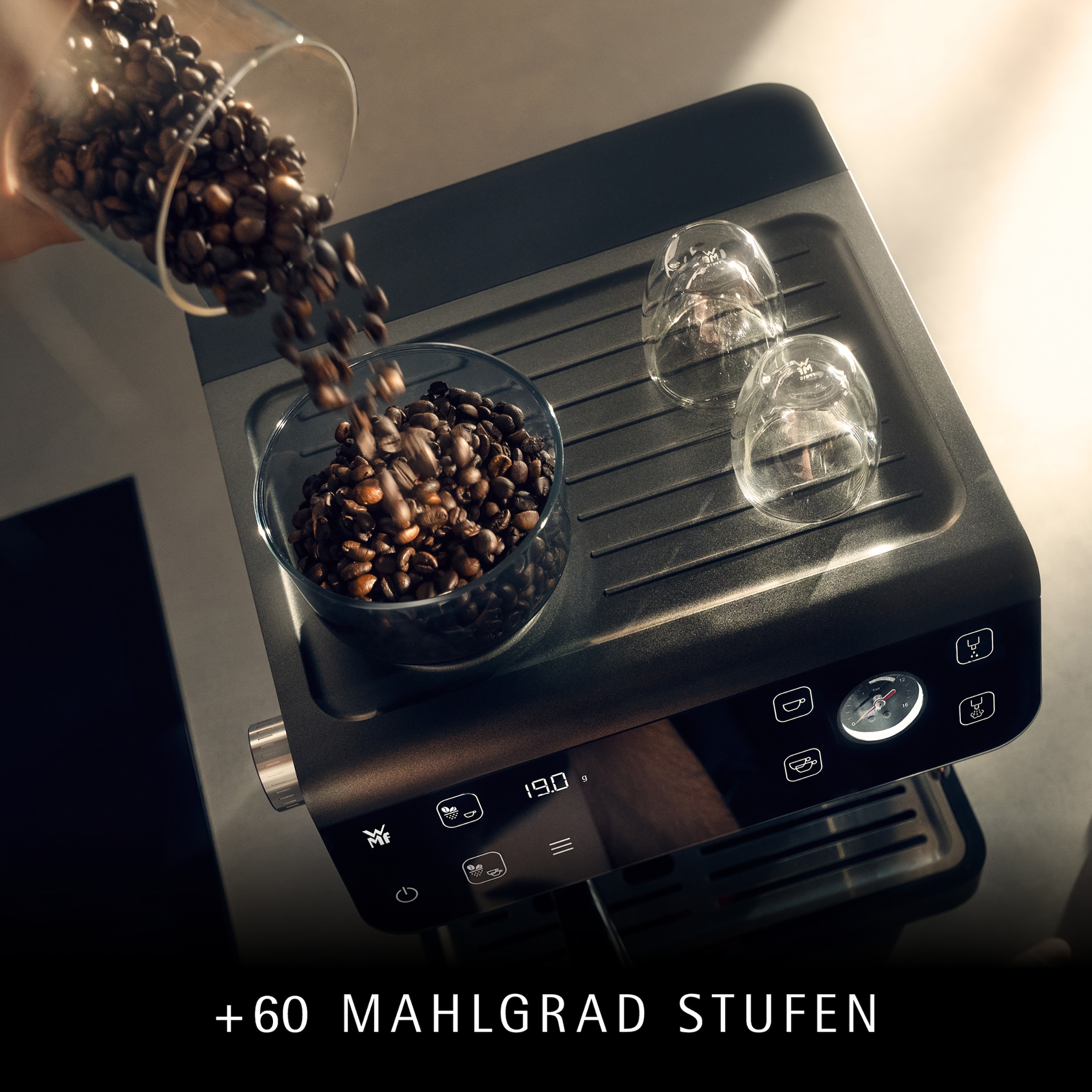 WMF Espressomaschine »Espresso Pro« Mahlwerk mit 60 Mahlgraden, WMF Doppel-Thermoblock Technologie