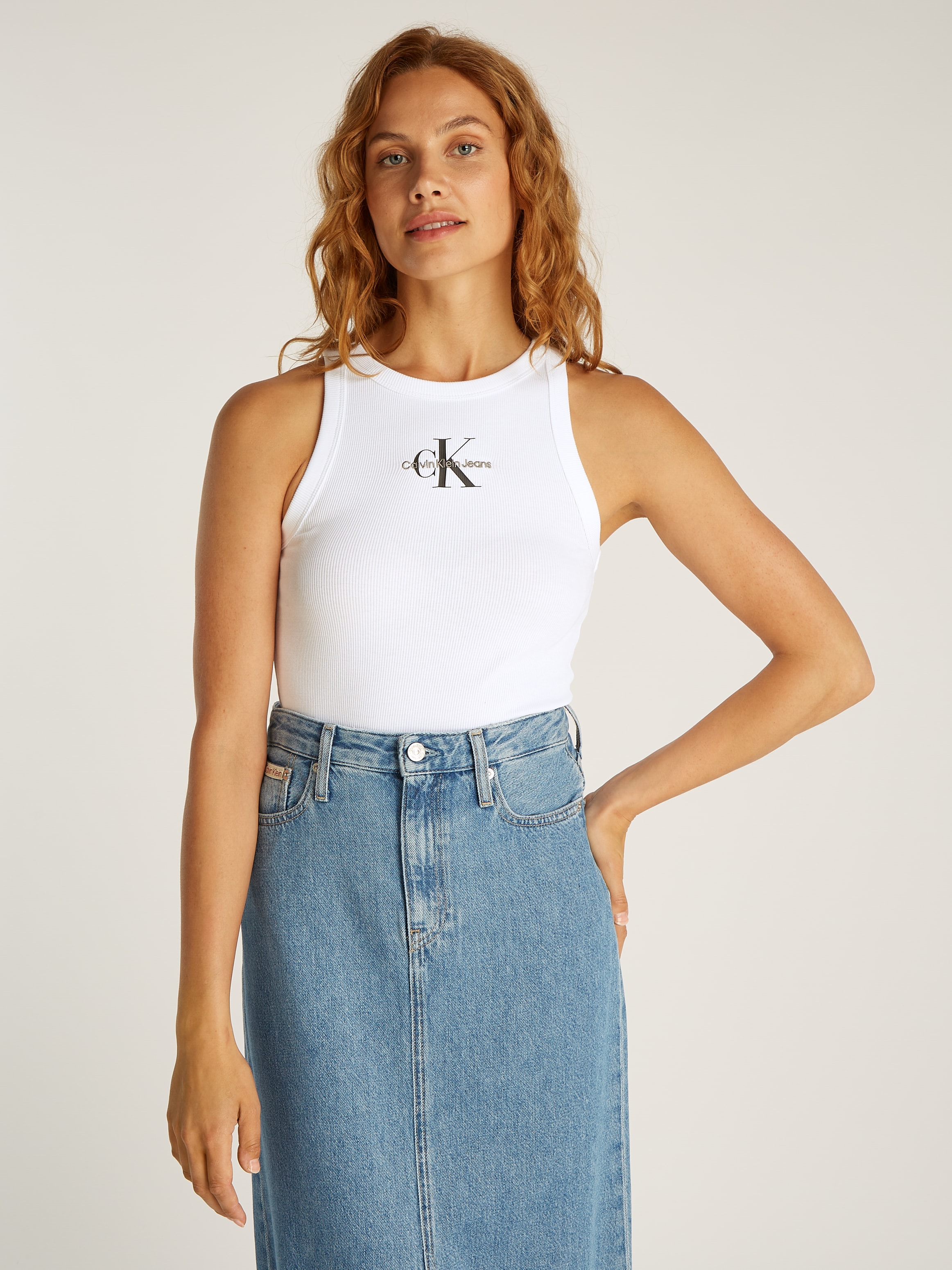 Calvin Klein Jeans Tanktop »MONOLOGO RIB TANK TOP«, mit Logostickerei