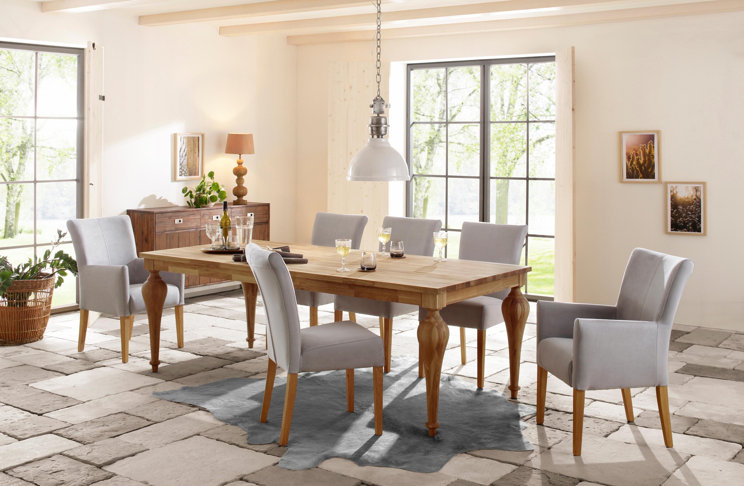 Home affaire Esszimmerstuhl »Queen Polsterstuhl BESTSELLER«, (Set), 4 St., Luxus-Microfaser, verschiedene Bezüge, Gestell Massivholz