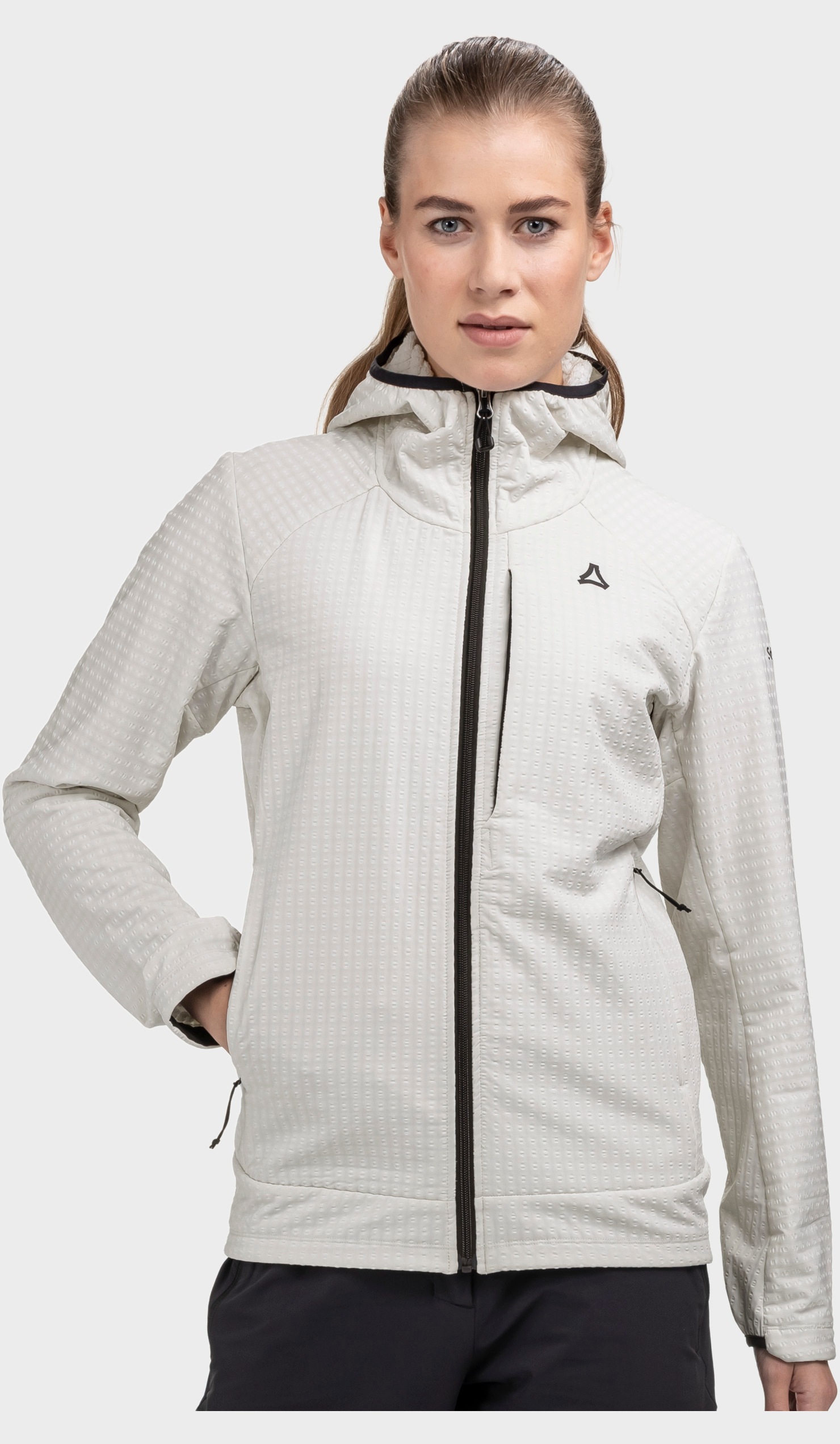 Fleecejacke SCHÖFFEL "Fleece Hoody Style Enixa WMN", Damen, Gr. 44, 9040, natur, Oberstoff: 92% Polyester, 8% Elasthan, regular fit, hoch geschlossener Ausschnitt, Jacken Fleecejacke 2