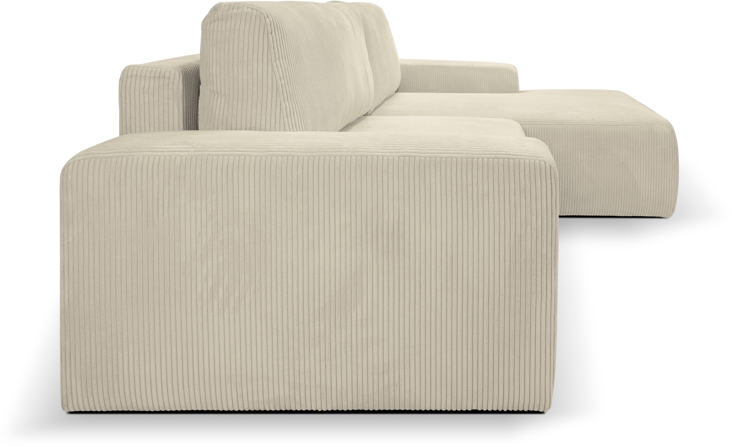 WERK2 Ecksofa »Rotterdam-L, kuschelweicher Cord oder Breitcord, L-Form, Breite 267 cm« Design Ecksofa mit Schlaffunktion & Bettkasten, Cord, Natur