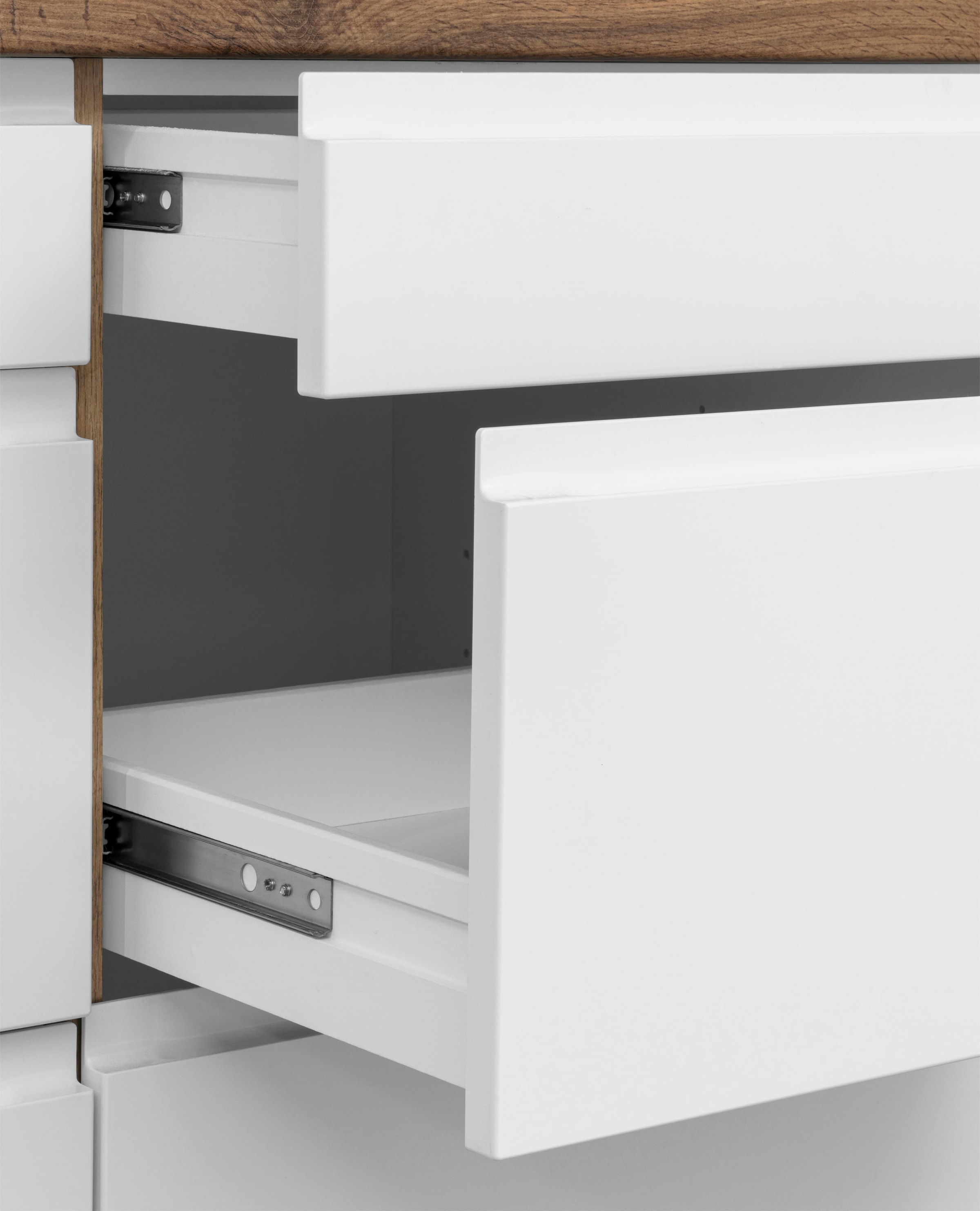 KOCHSTATION Küchenzeile »KS-Bruneck«, 380 cm breit, Ceran-oder Induktionskochfeld, hochwertige MDF-Fronten