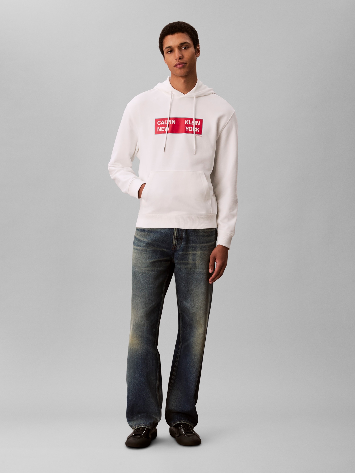 Calvin Klein Jeans Kapuzensweatshirt »LS EU 350TERRY CKNY BOX GRAPHIC«, Mit Rundhalsausschnitt, regular fit