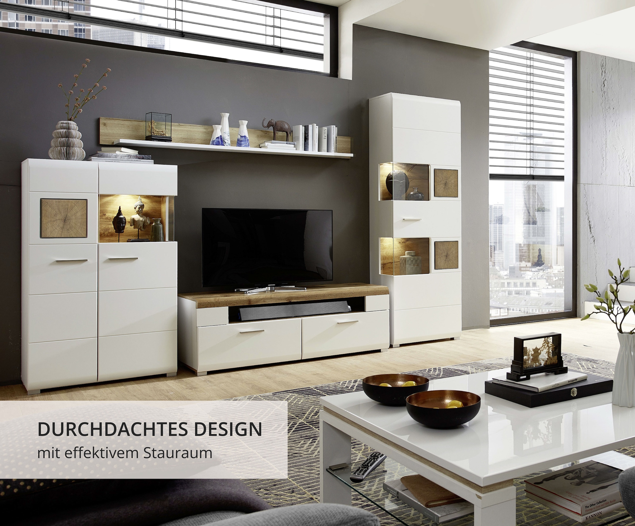 Innostyle Wohnwand »FUN PLUS«, (4 St.), inkl. LED-Beleuchtung