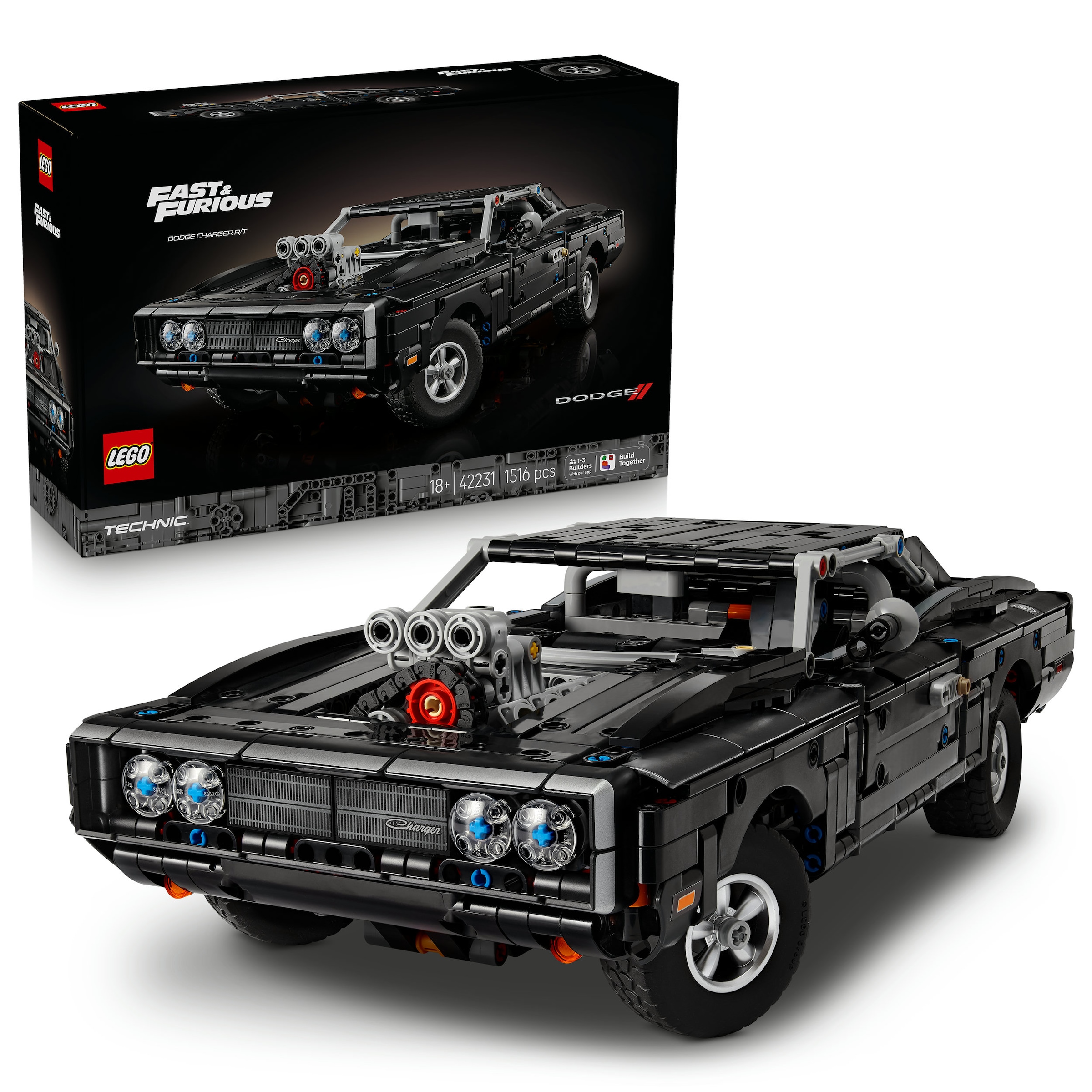 "Konstruktionsspielsteine LEGO ""Fast and Furious Dodge Charger R/T Auto (42231), LEGO Technic"", bunt, Spielbausteine, Kunststoff, Made in Europe"