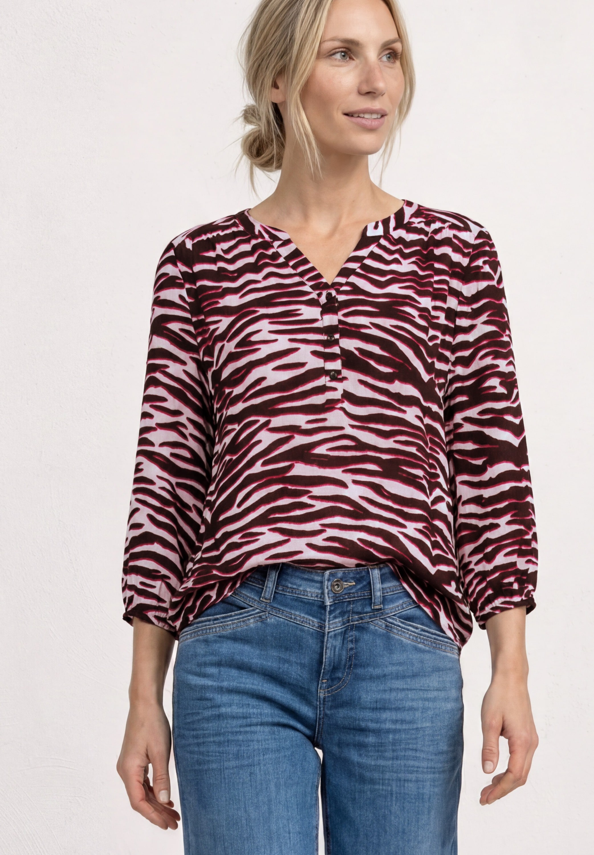 STREET ONE 3/4-Arm-Shirt mit Strukturmix