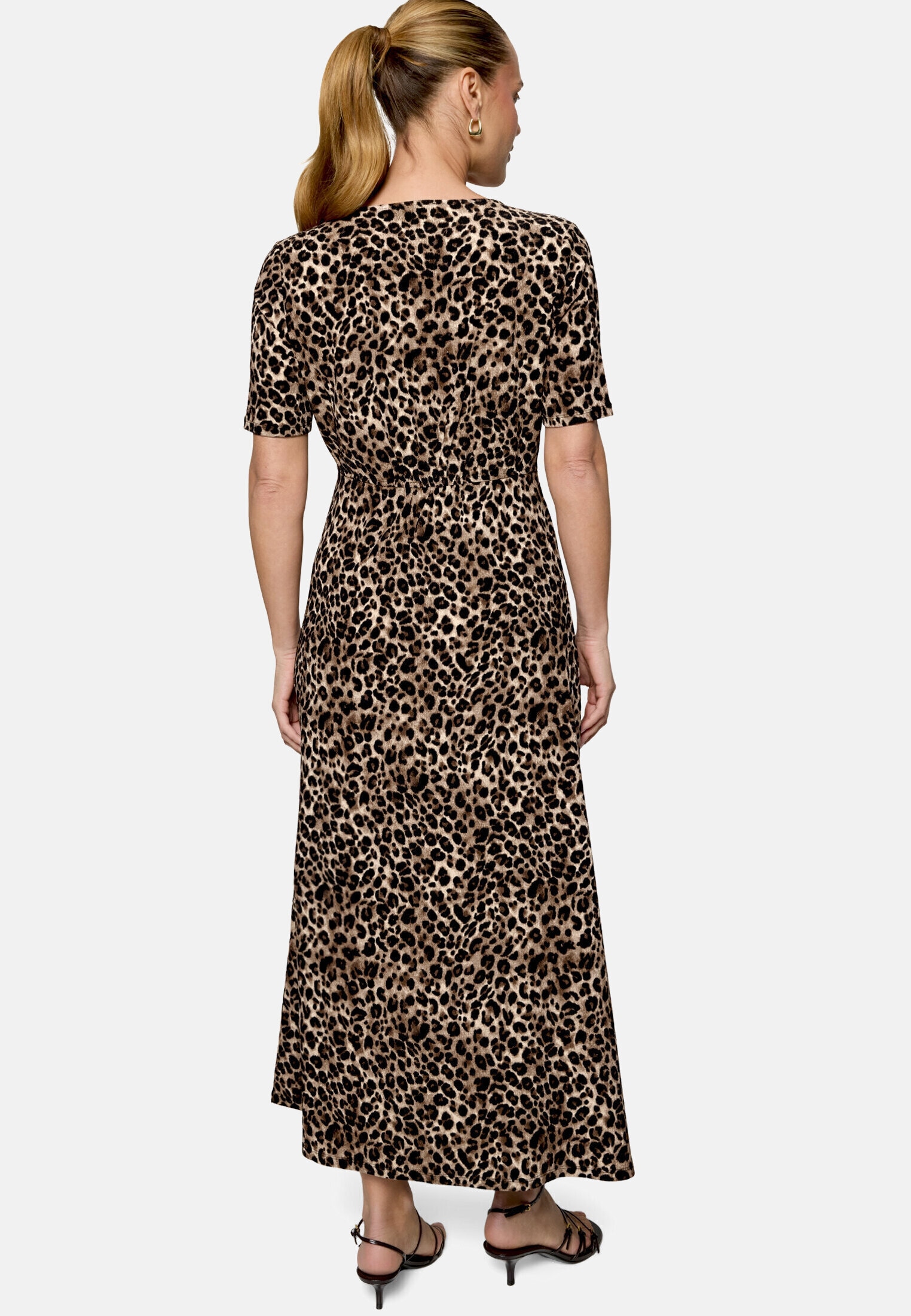 Zero Maxikleid »Damen kurzarm mit Leoprint« Raffung