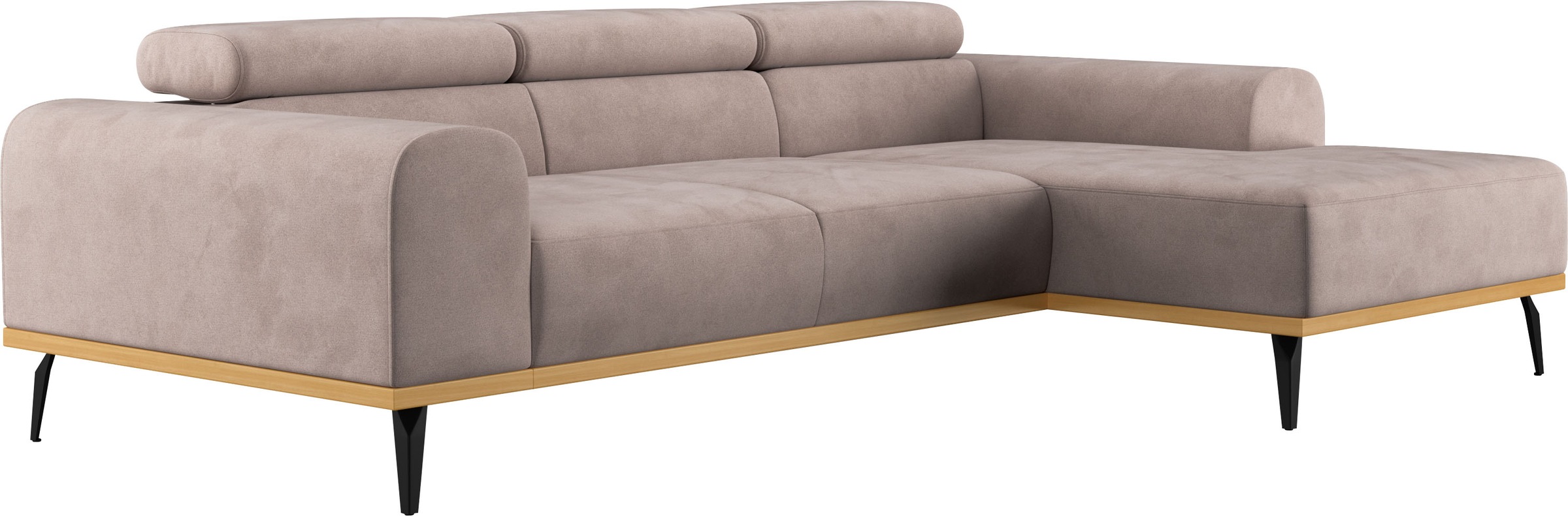 Places of Style Ecksofa »Carlo L-Form«, mit Kopfteilverstellung & Holz-Rahmenoptik, wahlweise Relaxfunktion
