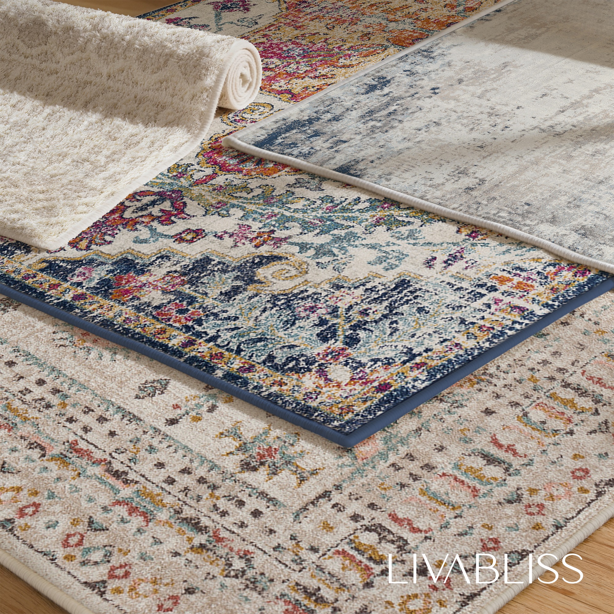 Teppich LIVABLISS "CASABLANCA", braun, B:140cm H:12mm L:200cm, Kunstfaser, Teppiche, Teppich, Vintage Orientteppich, Kurzflor Boho Wohnzimmerteppich, Läufer 3