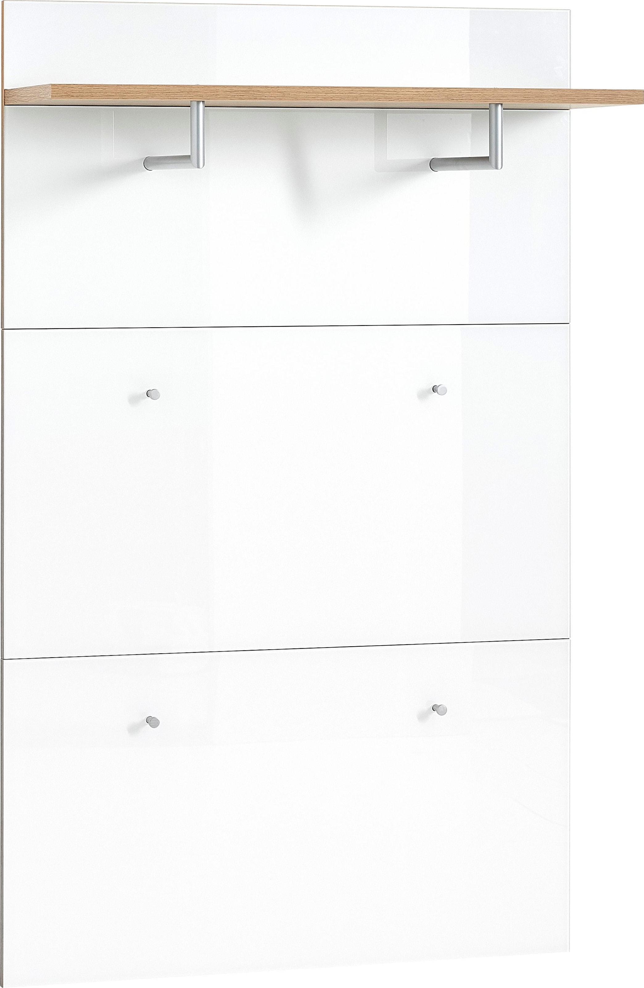 GERMANIA Garderobenpaneel "Telde" 89x144x30cm,Kleiderstange u. -haken aus Metall,ES-Glas,Made in Germany