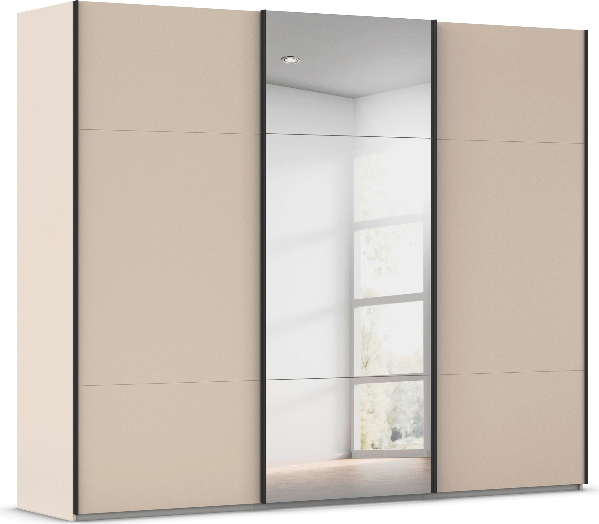 rauch Schwebetürenschrank "Kleiderschrank Schrank Garderobe Schlafzimmerschrank CONTIDO" 3 verschiedene Ausstattungen BASIC/CLASSIC/PREMIUM (inkl. SOFT-CLOSE), aus hochwertigem Material in 6 Breiten 2 Griff-Farben MADE IN GERMANY