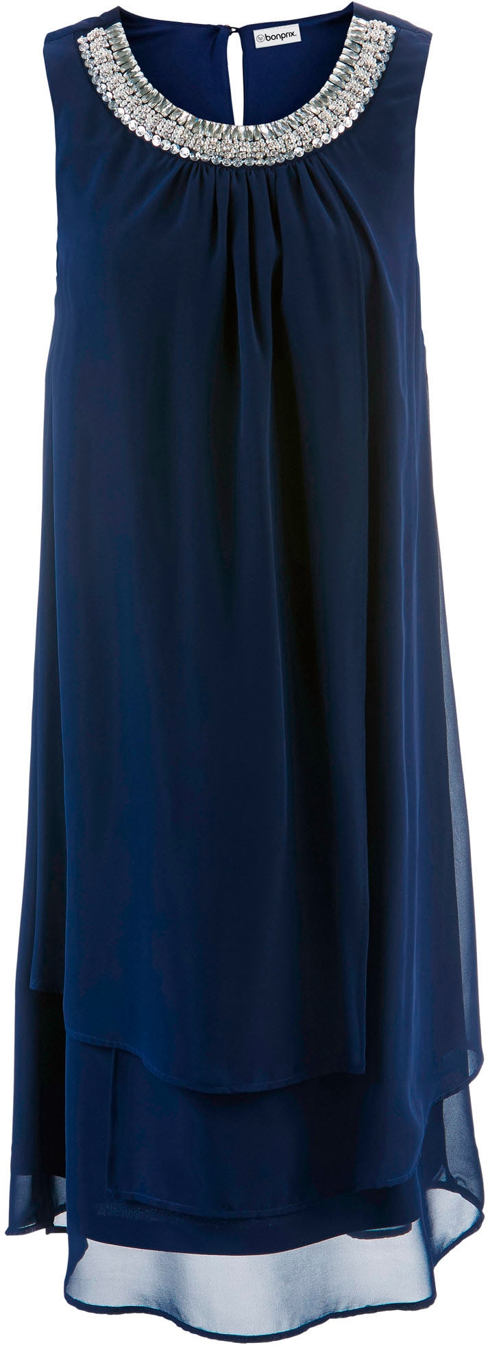 bonprix Chiffonkleid festliches Kleid, mit Strassstein-Applikation, aus Chiffon