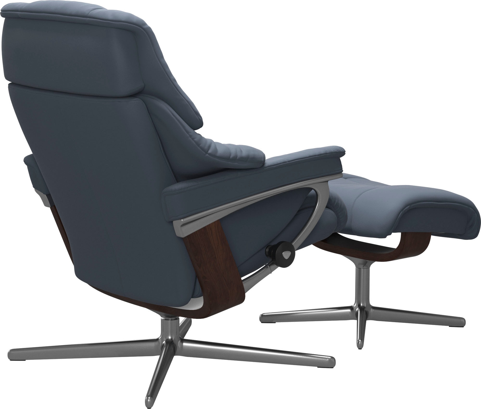 Stressless® Relaxsessel »Reno«, (Set, Relaxsessel mit Hocker), mit Hocker, mit Cross Base, Größe S, M & L, Holzakzent Braun