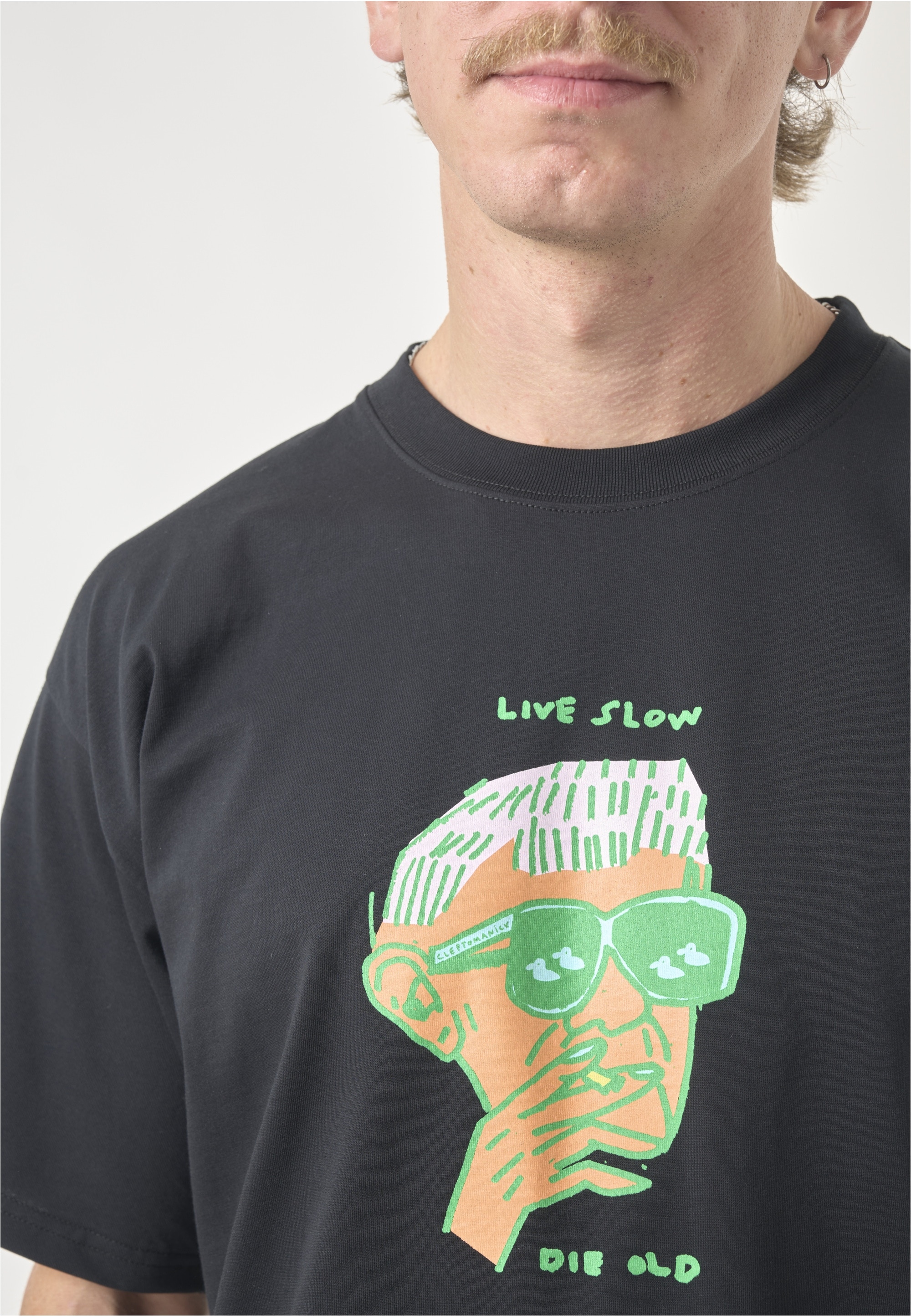 Cleptomanicx T-Shirt »Classic Tee Live slow die old«, Locker geschnitten