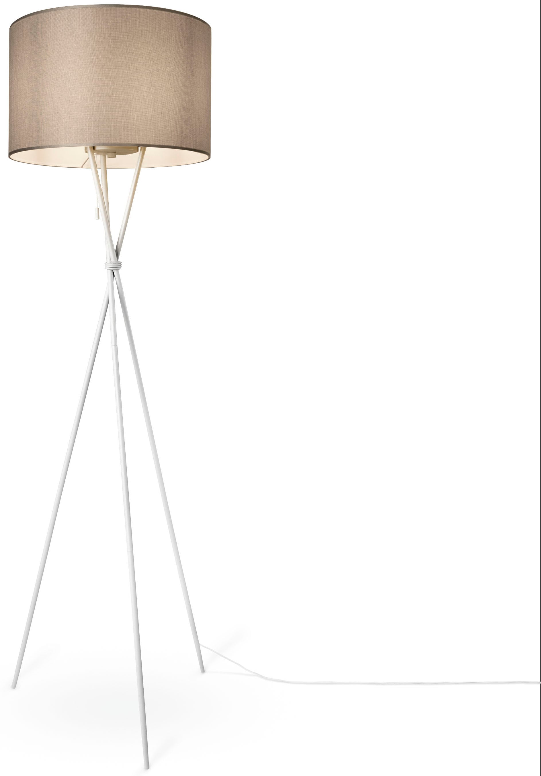 Paco Home Stehlampe »KATE CANVAS UNI COLOR«, Leuchtmittel E27 | ohne Leuchtmittel, Wohnzimmer Dreibein Stoffschirmlampe Standleuchte Textil Schirm E27