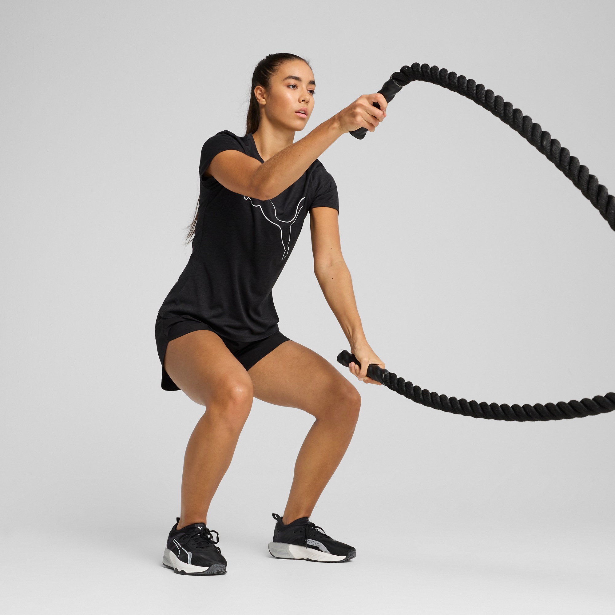 Thumbnail - PUMA Trainingsshirt "W TAD ESSENTIAL HEATHER LOGO TEE" Regular Fit, mit Rundhalsausschnitt, atmungsaktiv