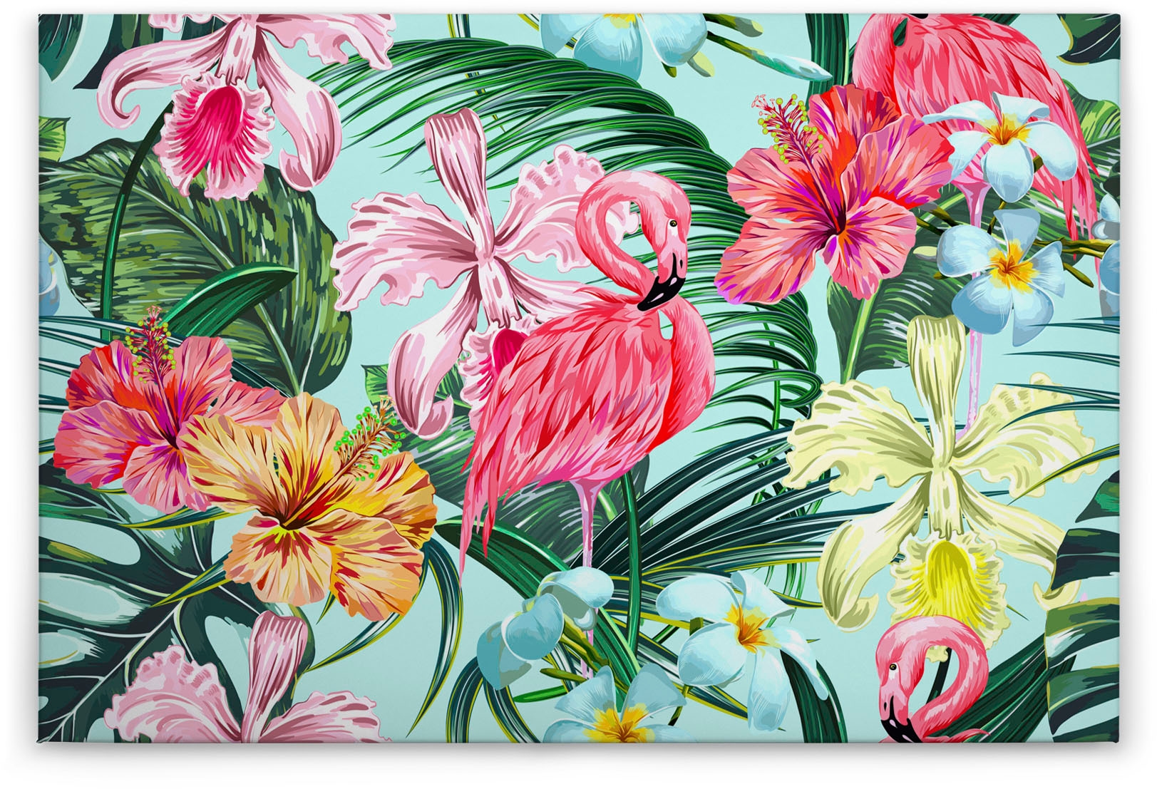 A.S. Création Leinwandbild »Flamingo Art«, Blumen, (1 St.), Dschungel Keilrahmen Flamingo Exotisch Hawaii