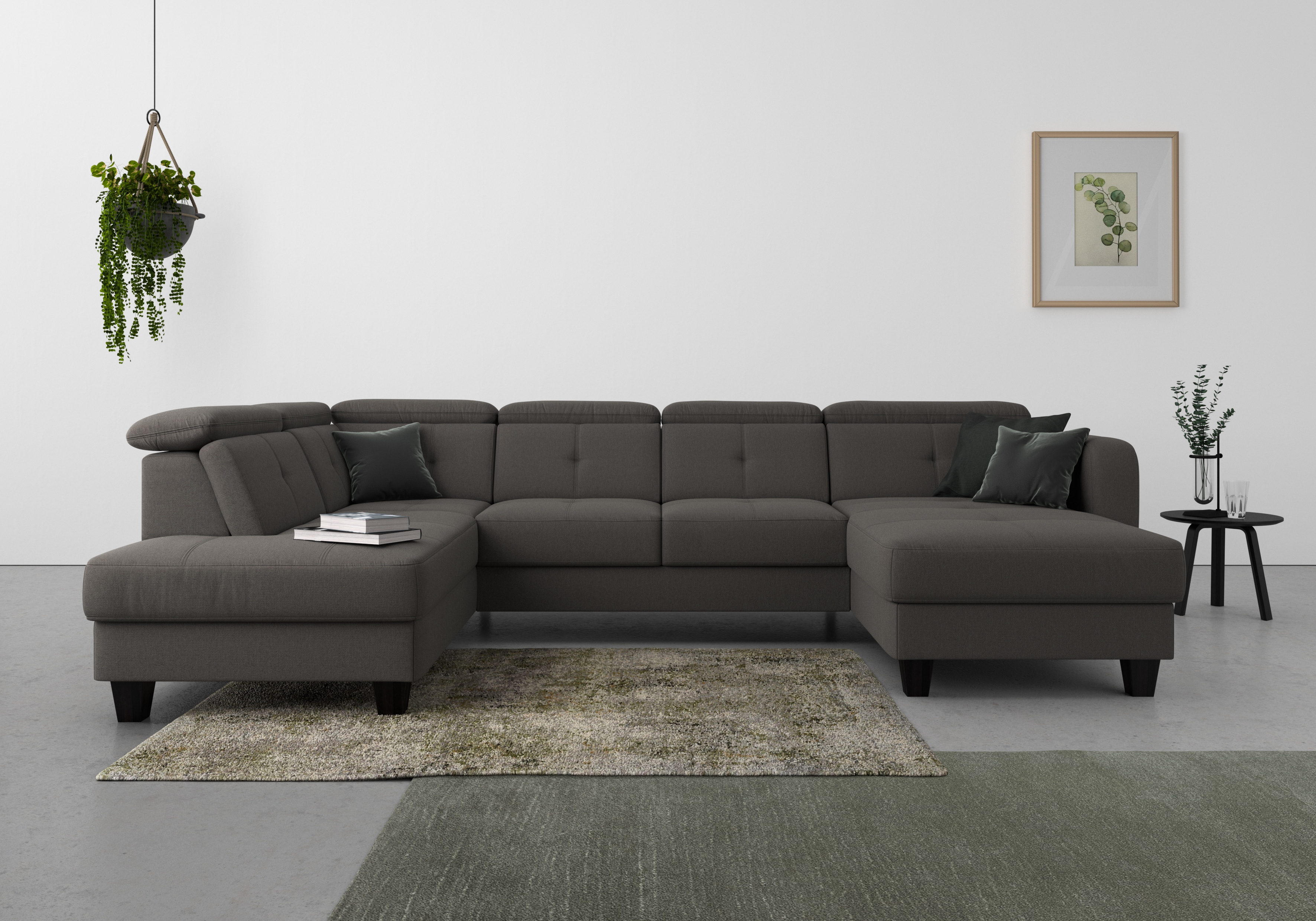 sit&more Wohnlandschaft "Belluci U-Form" Kopfteilverstellung und Federkern, wahlweise mit Schlaffunktion
