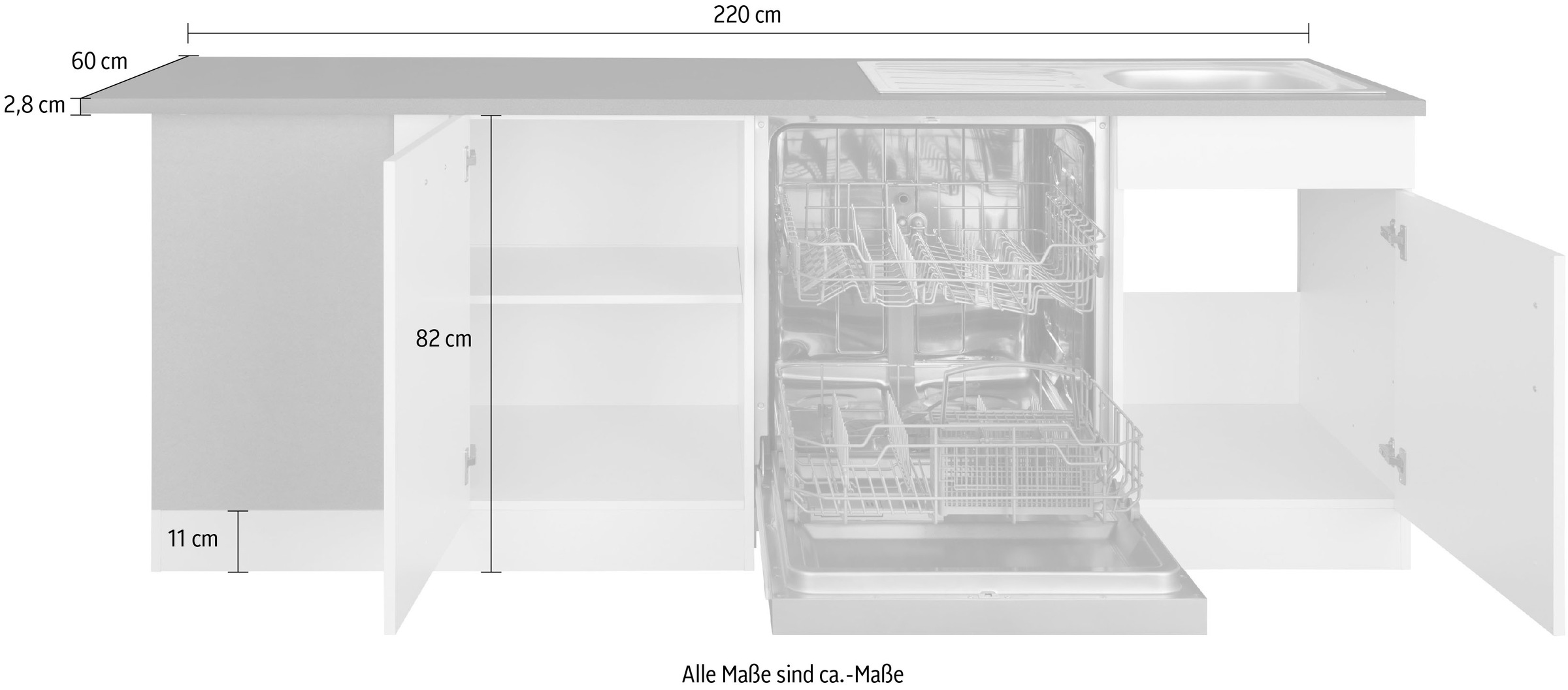 HELD MÖBEL Winkelküche »Paris«, ohne E-Geräte, Stellbreite 290/220 cm