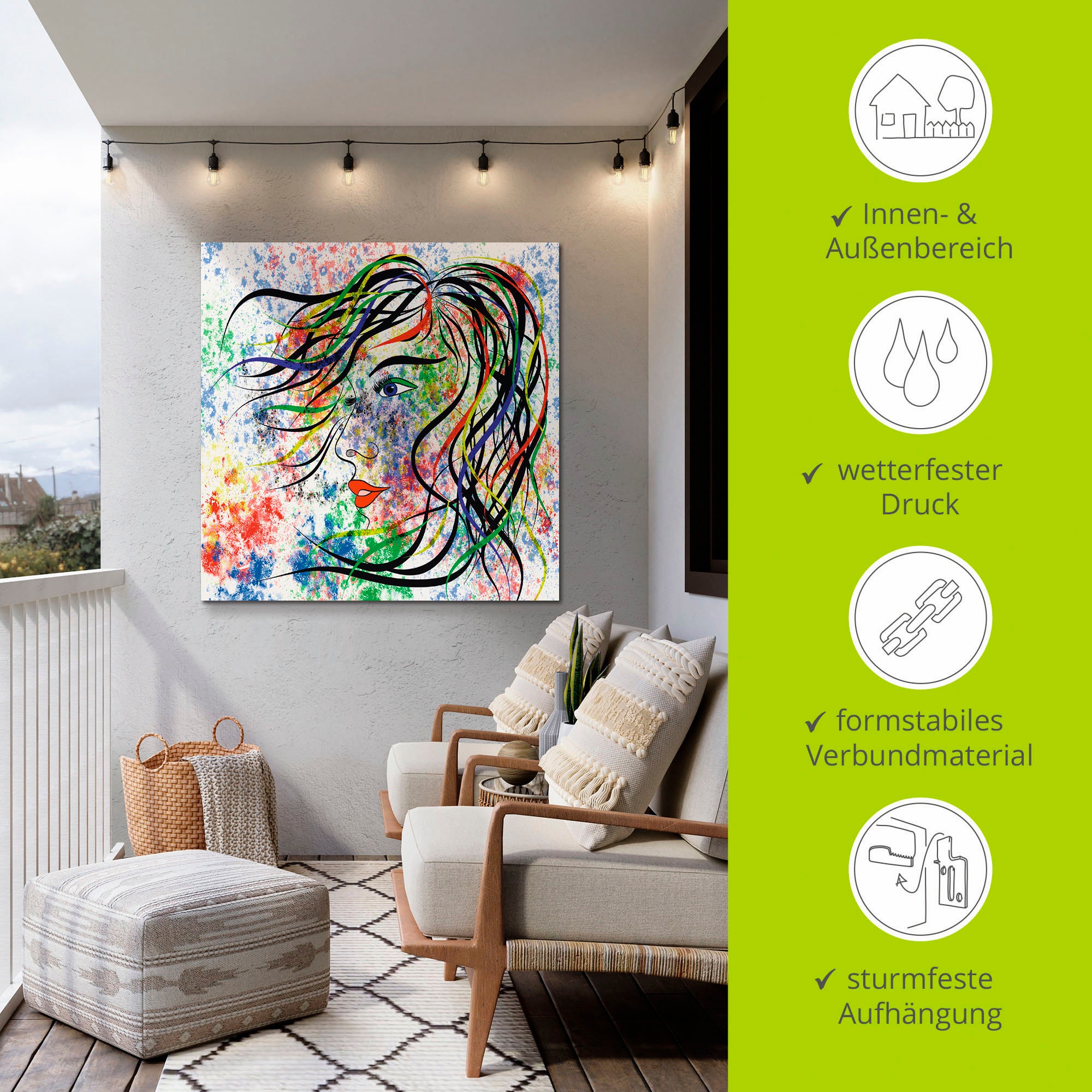 Artland Wandbild »Modern Porträt«, Frau, (1 St.), als Alubild, Outdoorbild, Leinwandbild, Poster in verschied. Größen