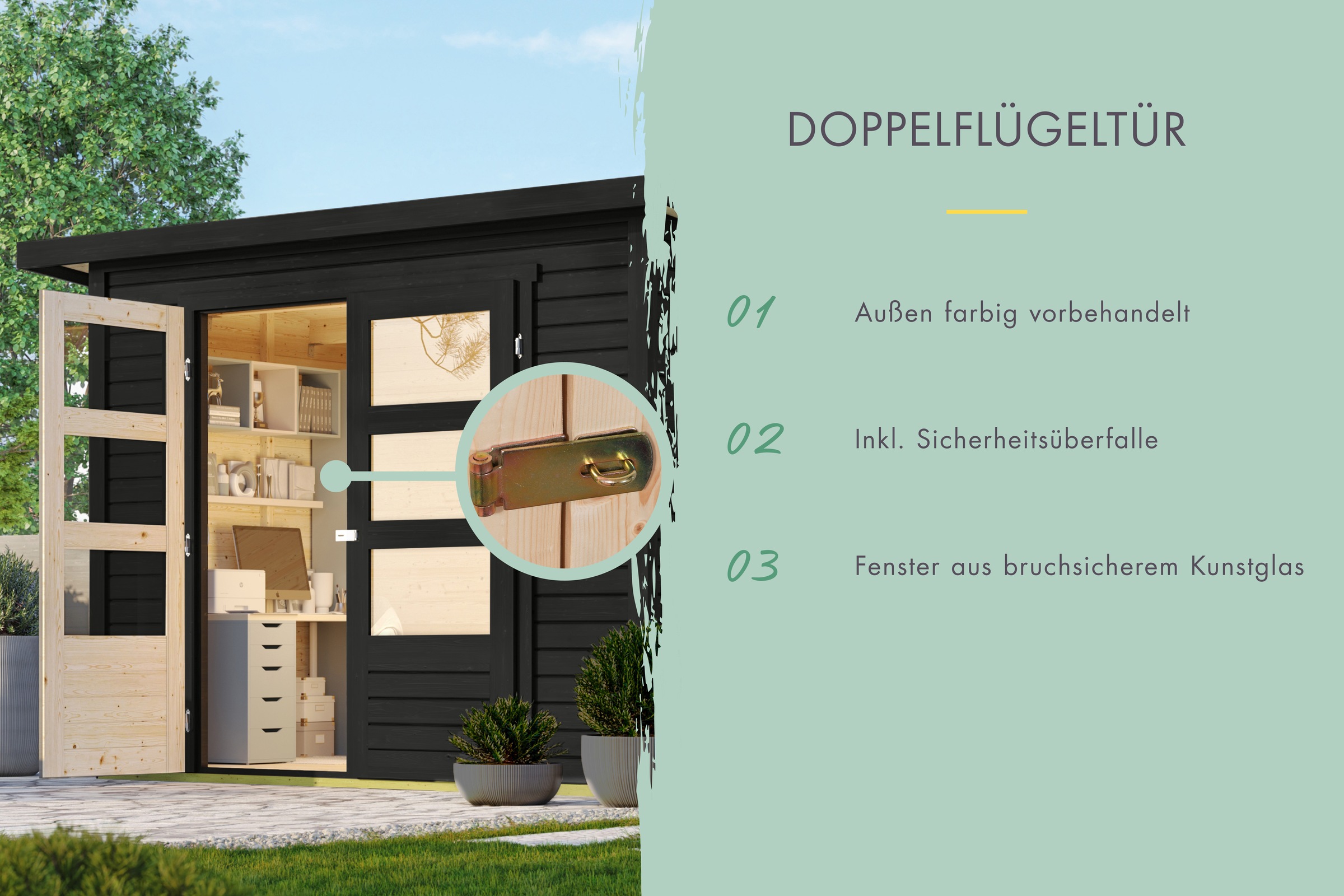 Karibu Gartenhaus ""Stockach 3" schwarz, aus Fichte", aus Fichtenholz, laki günstig online kaufen