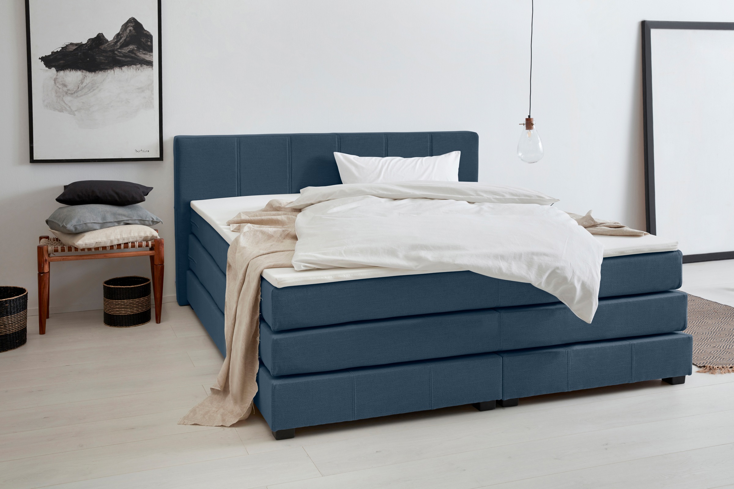 OTTO products Boxspringbett »Peetu«, Taschenfederkern-Matratze, in 4 Breiten und 4 Farben, incl. Topper