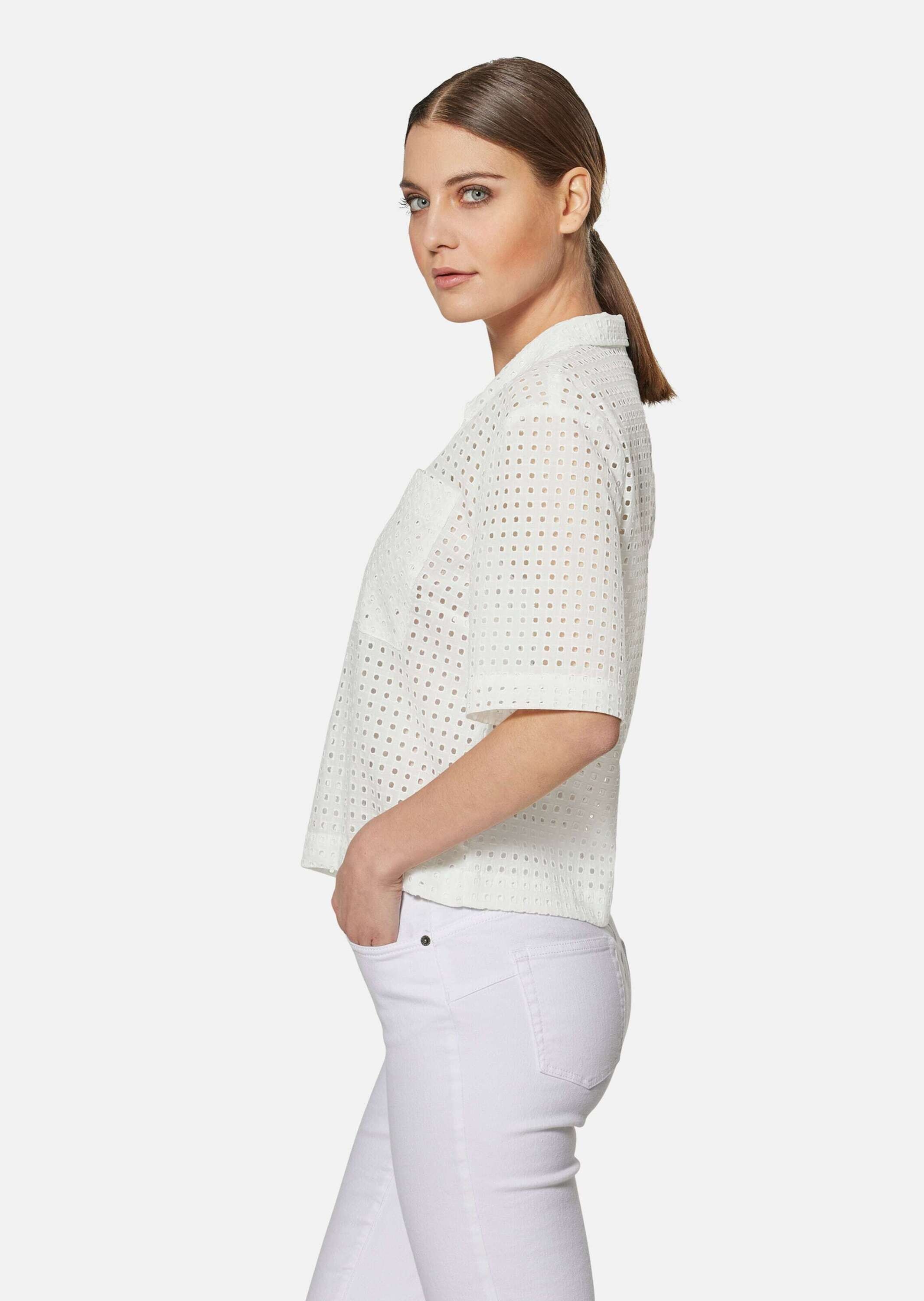 MADELEINE Kurzarmbluse »Bluse Kurzarm-Bluse im Boxy-Style mit Lochstickerei«