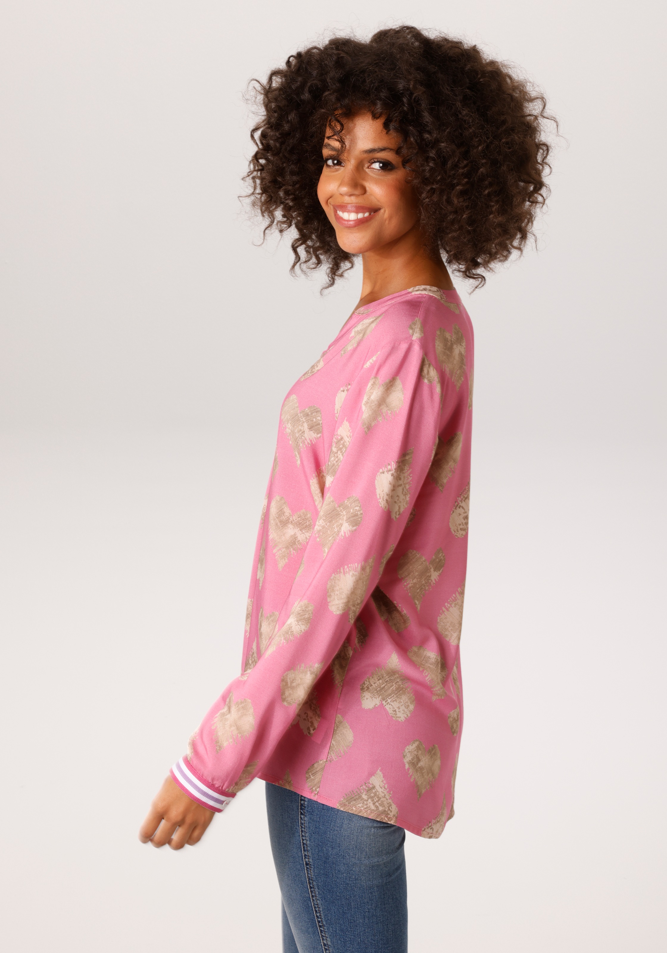 Aniston CASUAL Schlupfbluse mit kunstvollen Herzen bedruckt - NEUE KOLLEKTI günstig online kaufen