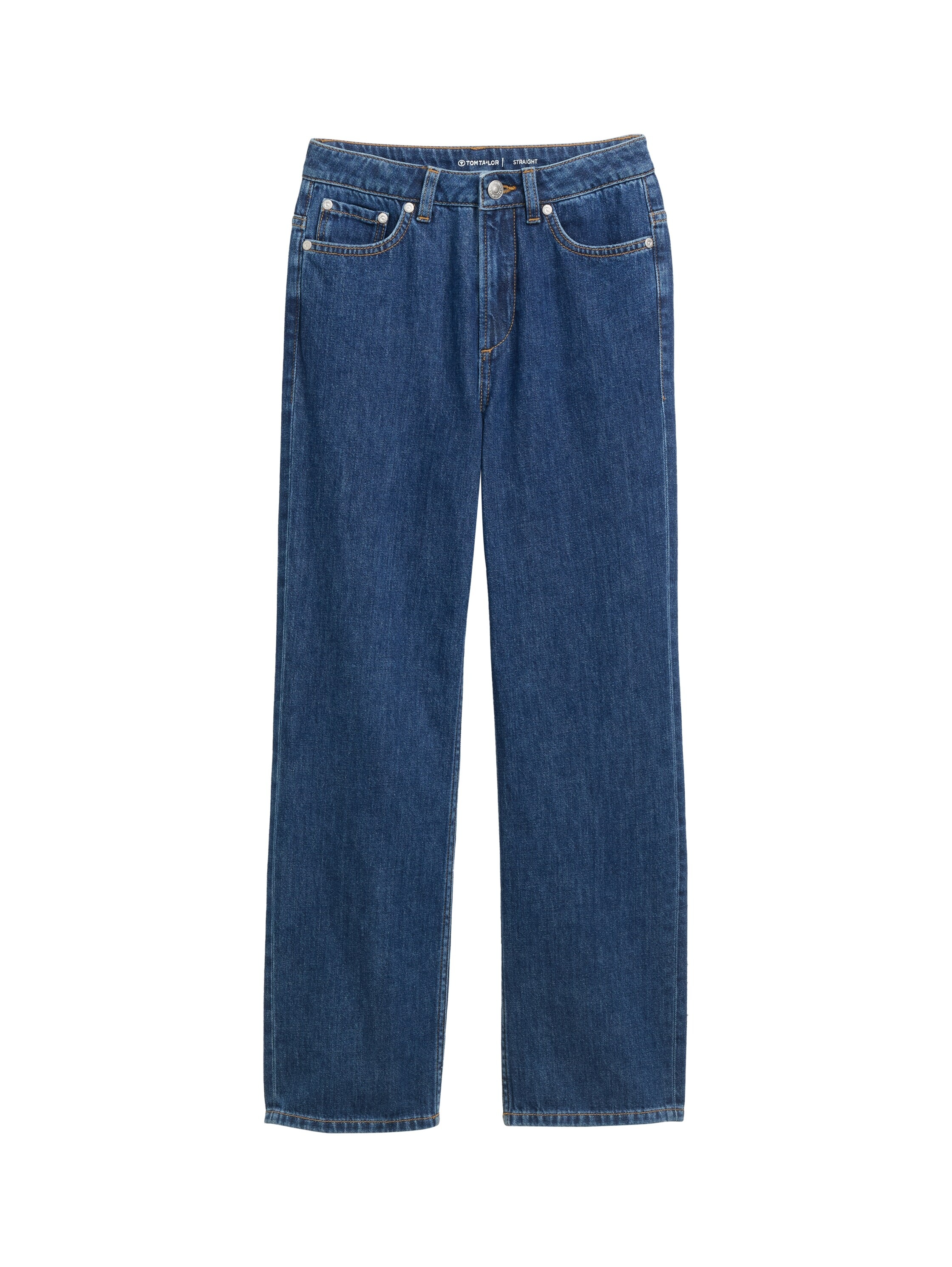 Straight-Jeans TOM TAILOR, Mädchen, Gr. 176, N-Gr, blau (blau denim), Denim/Jeans, Obermaterial: 100% Baumwolle. Futter: 100% Baumwolle, unifarben, straight fit knöchellang, Jeans Straight-Jeans, im Five-Pocket Style