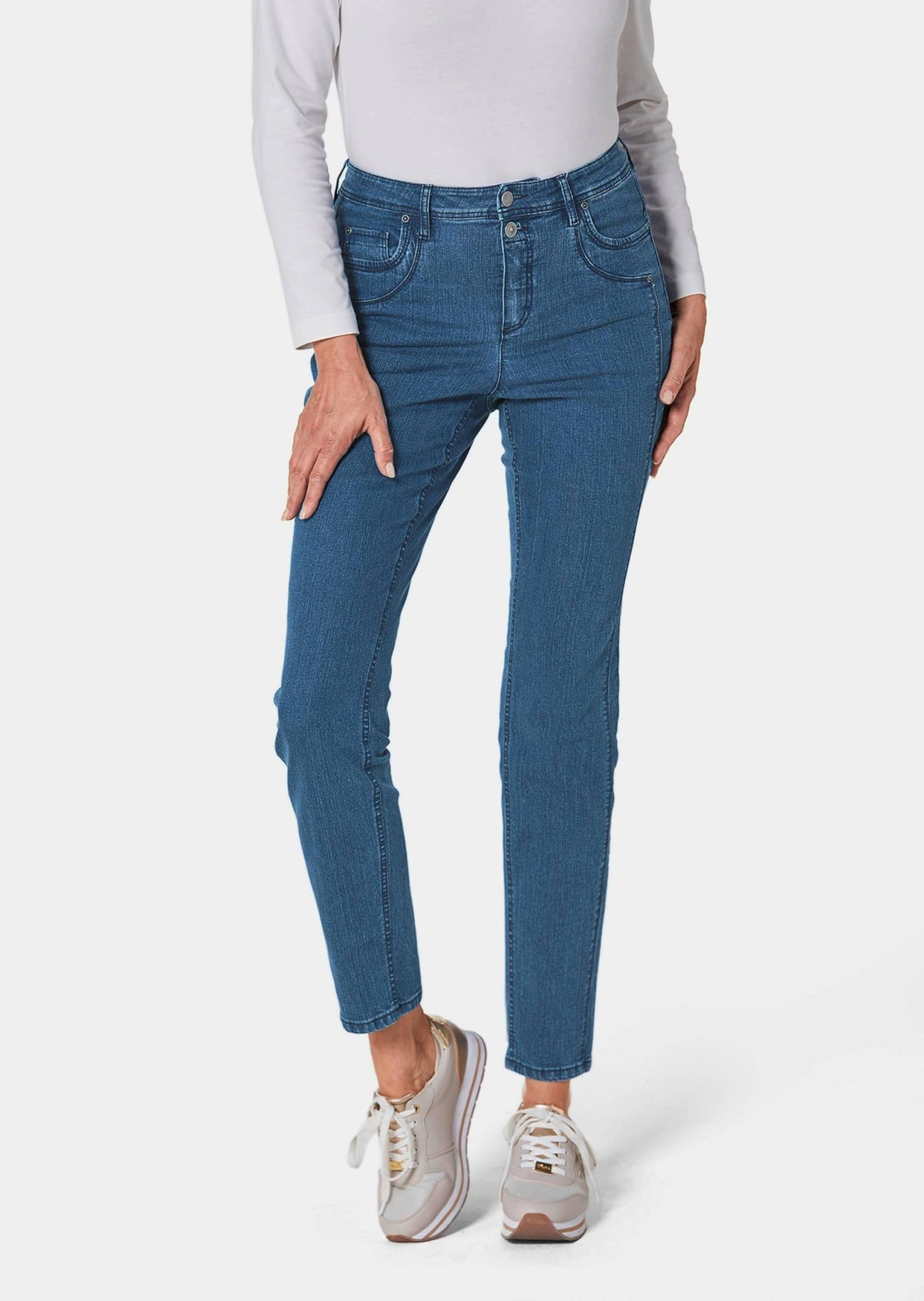 GOLDNER Regular-fit-Jeans »Jeanshose Figurschmeichelnde Jeans mit vorverlegter Seitennaht«