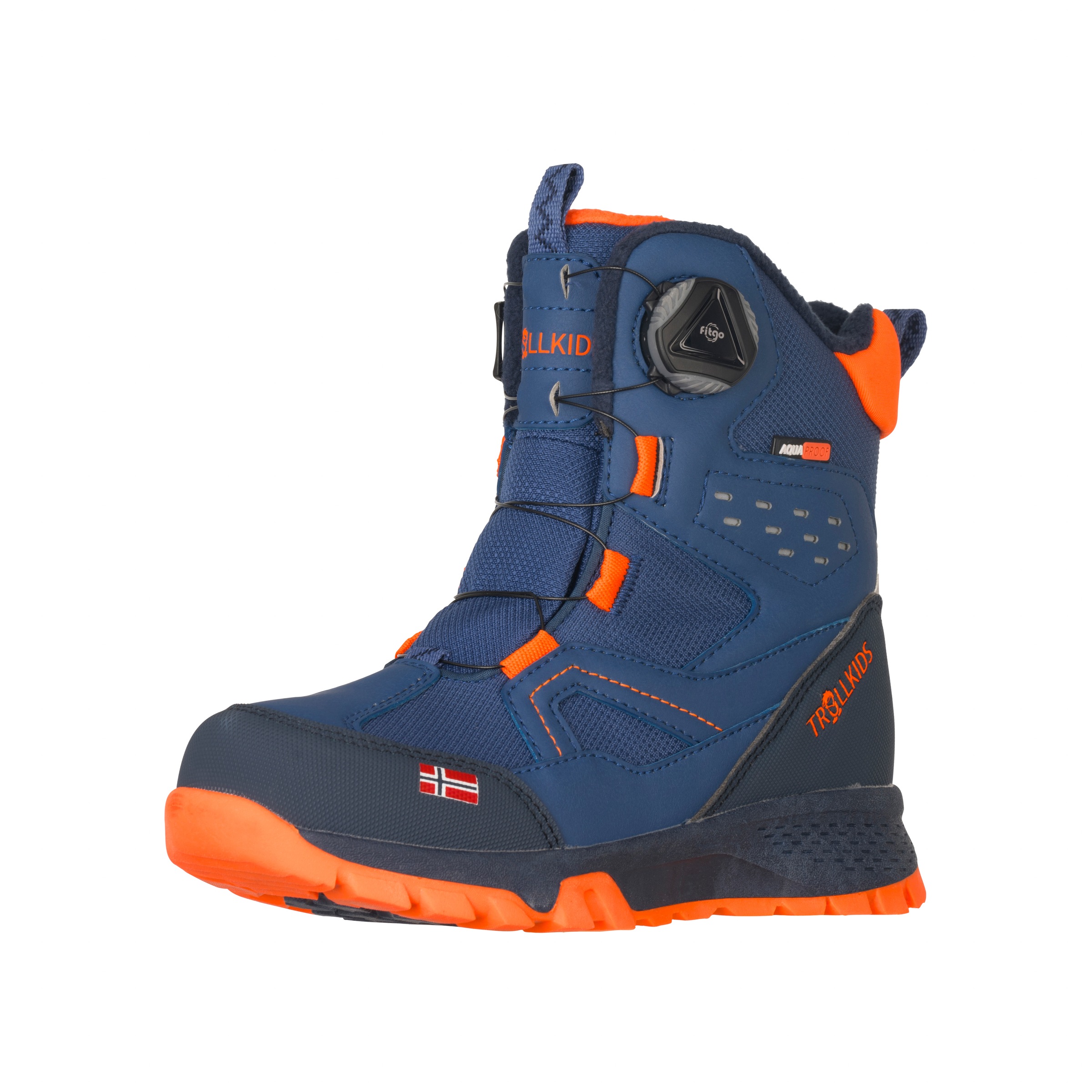 Winterstiefel TROLLKIDS "KIDS KIRKENES WINTER BOOTS", Kinder, Gr. 34, orange (nordic blau, mystic blau, flame orange), Synthetik, Textil, Schuhe Winterstiefel, Winterschuhe, Winterboots, wasserdicht, reflektierend