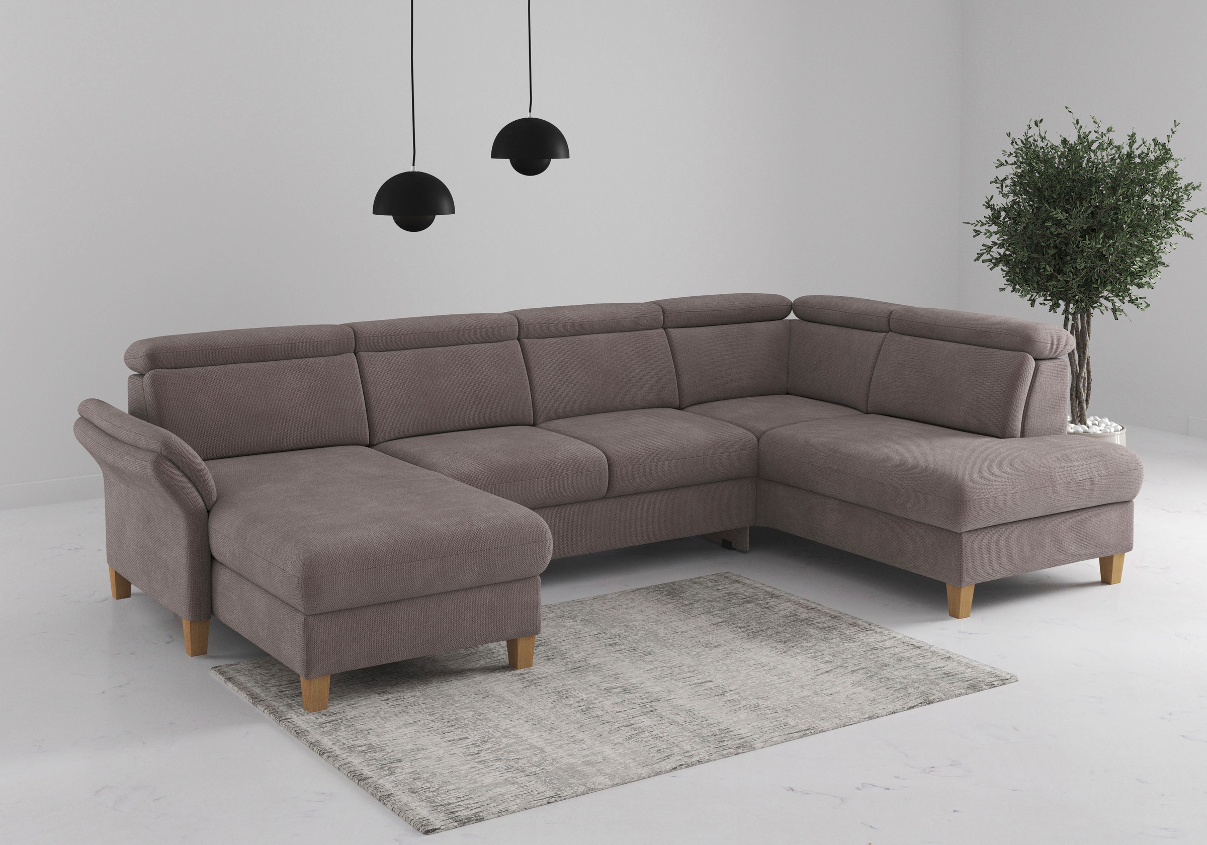 OTTO home Wohnlandschaft "Glendale, U-Form" inkl. Kopfteilverstellung, wahlweise mit Vorziehsitz und Bettkasten