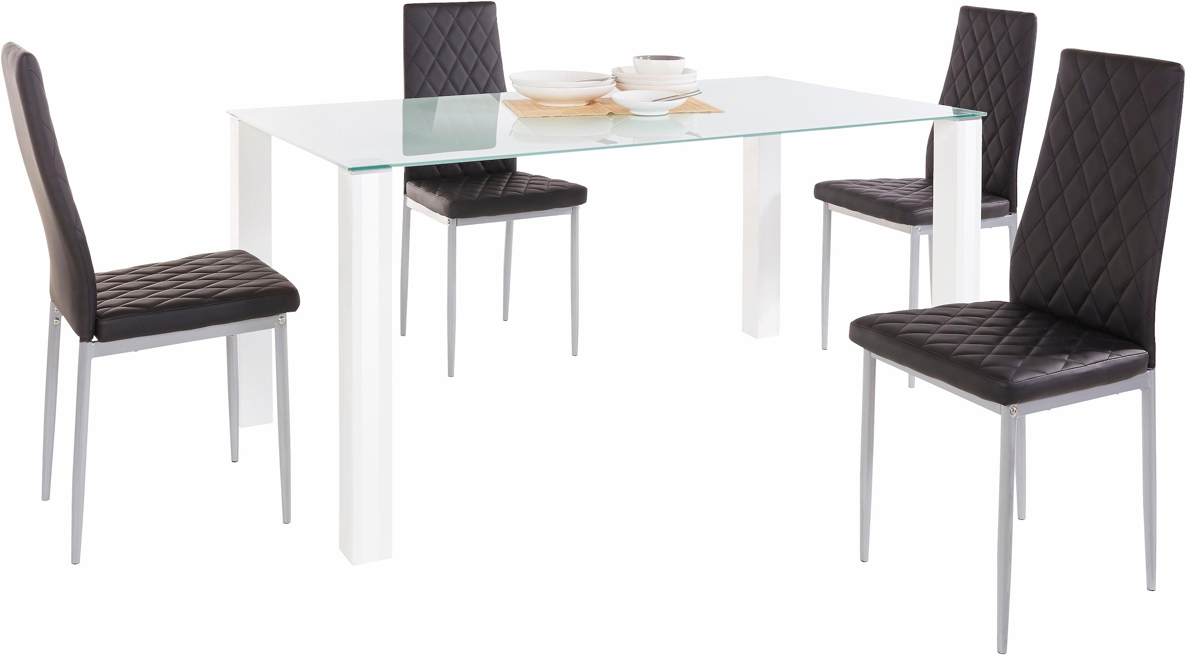 INOSIGN Essgruppe Set, 5 Stk. tlg. 160 cm breiter Glastisch, verschiedene F günstig online kaufen