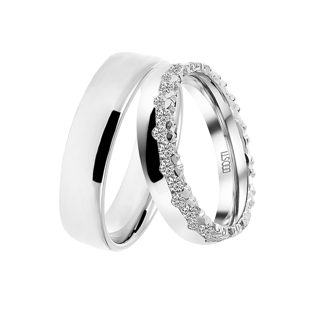 DOOSTI Trauring »Schmuck Geschenk Silber 925 Trauring Ehering Partnerring LIEBE«, wahlweise mit oder ohne Zirkonia